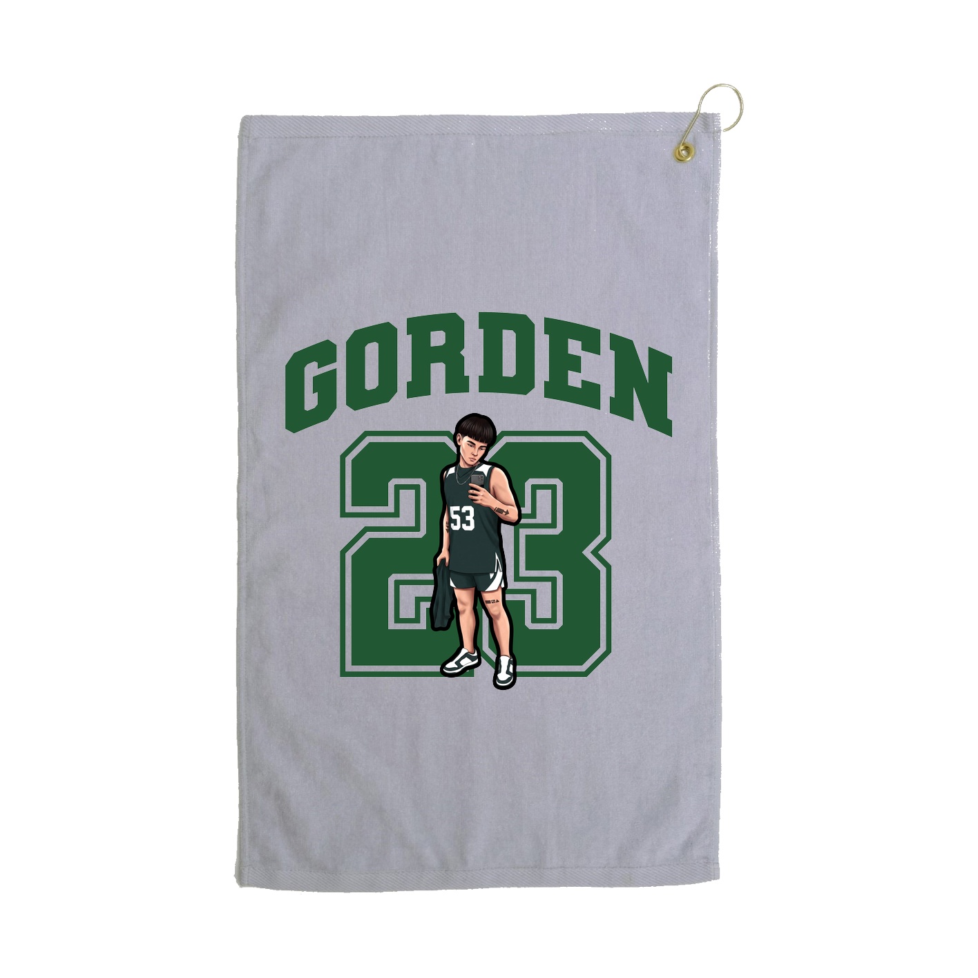 Golf Towel — Number in Grey