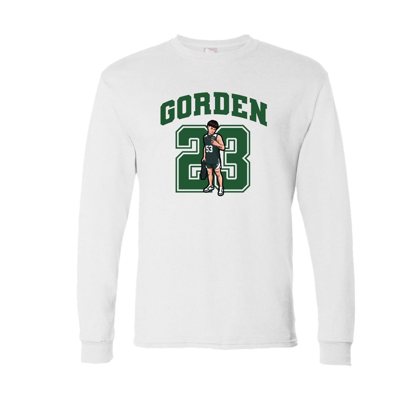 Long Sleeve Tee — Number in White