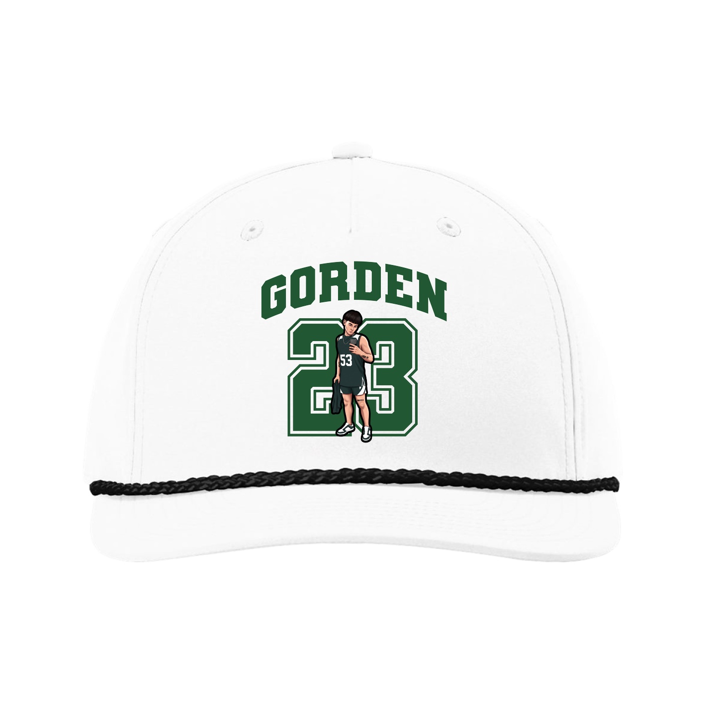 Five-Panel Classic Rope Cap — Number in White