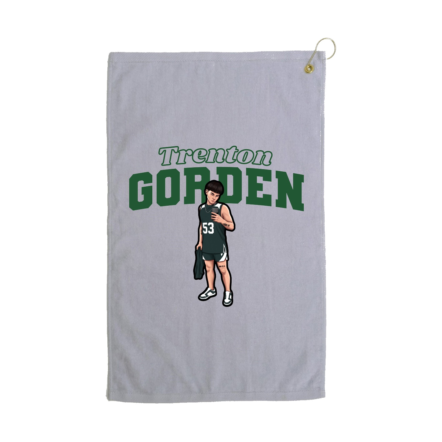 Golf Towel — Name Arch in Grey