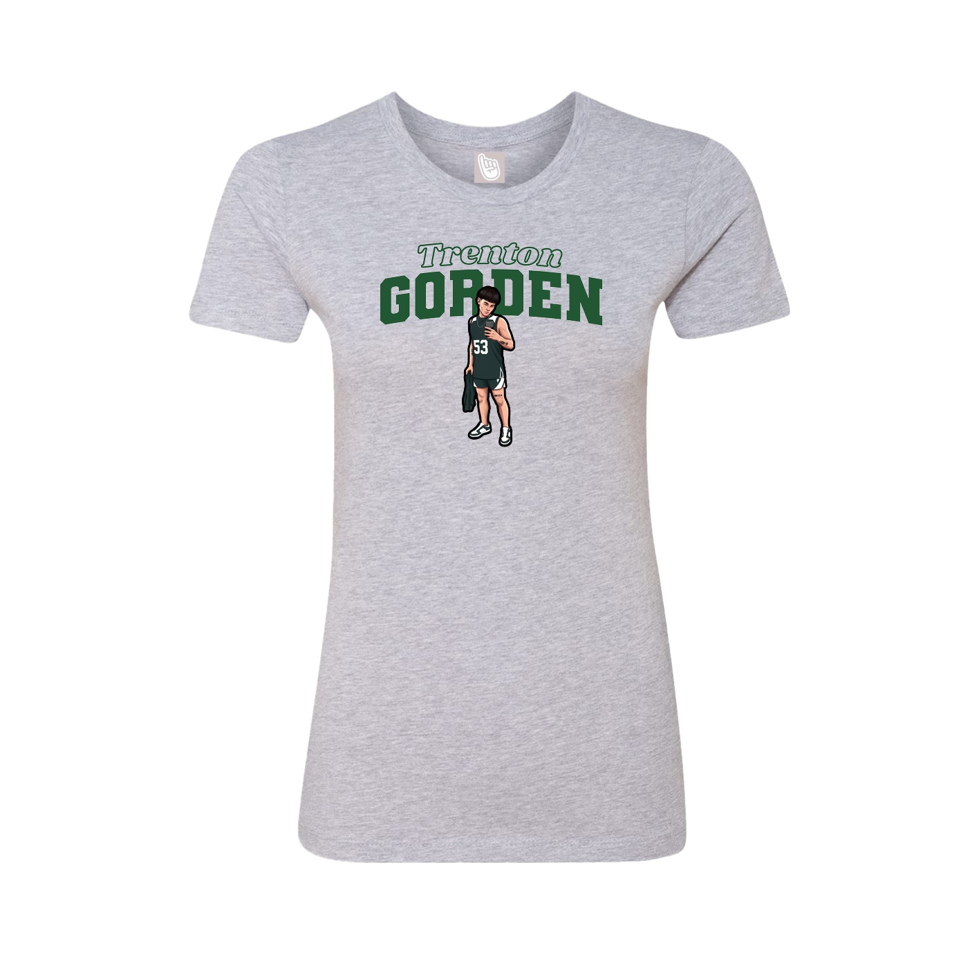Fitted Women's Tee — Name Arch in Grey