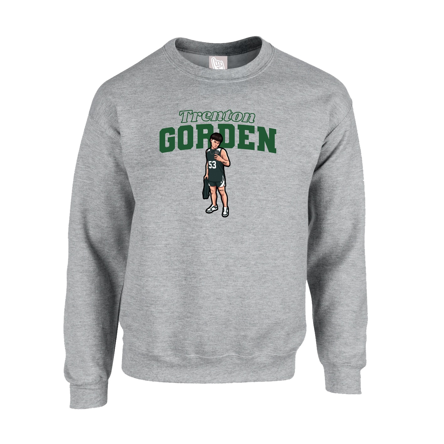 Fleece Crew — Name Arch in Grey