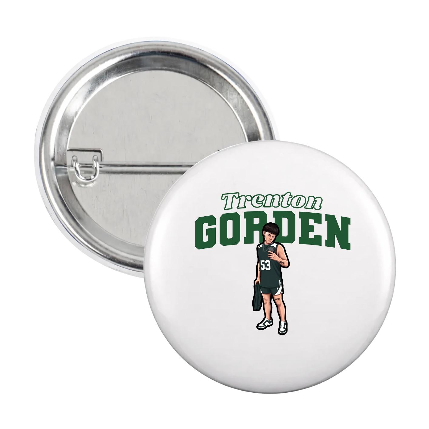 Game Day Button — Name Arch in White