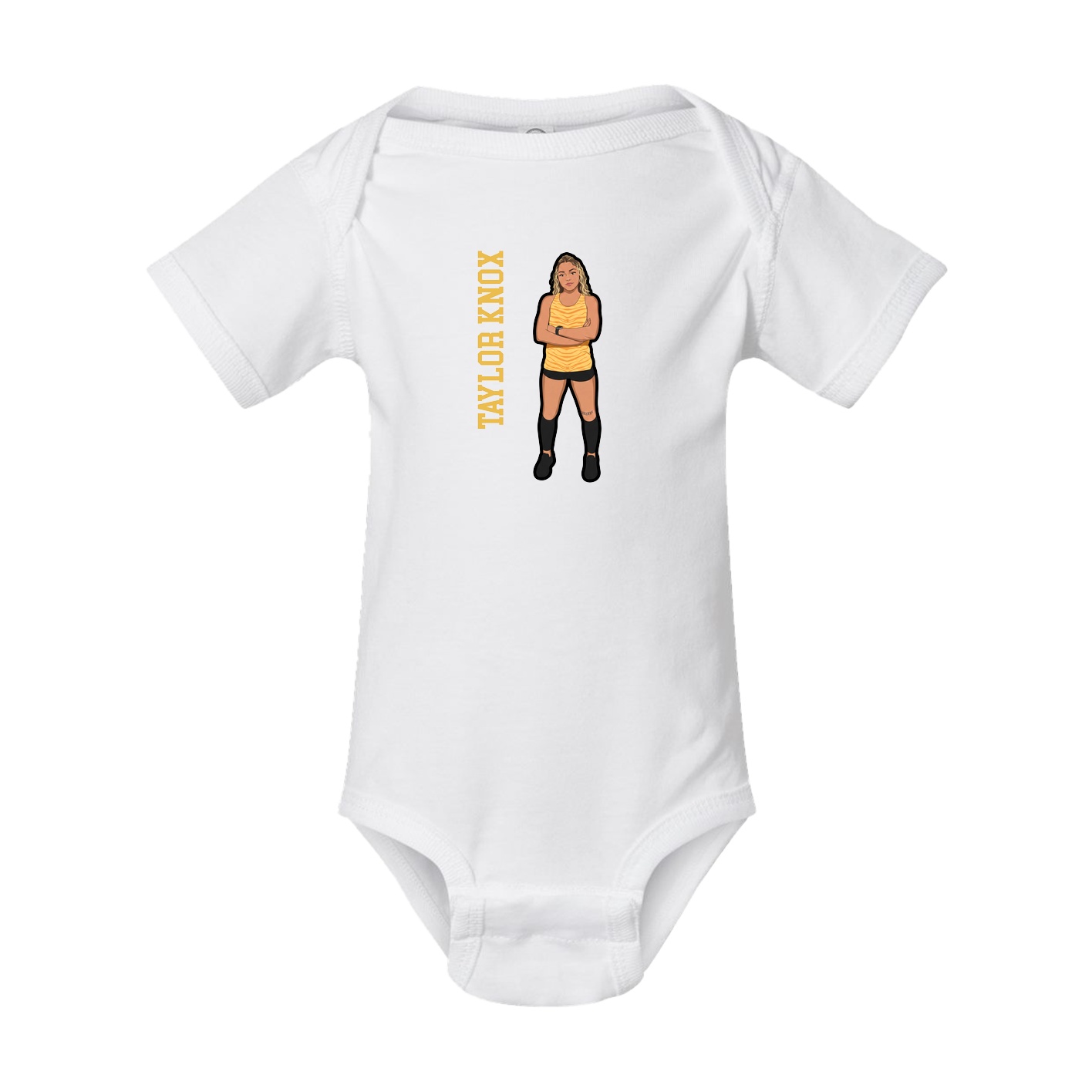 Baby Onesie — Name Vertical in White