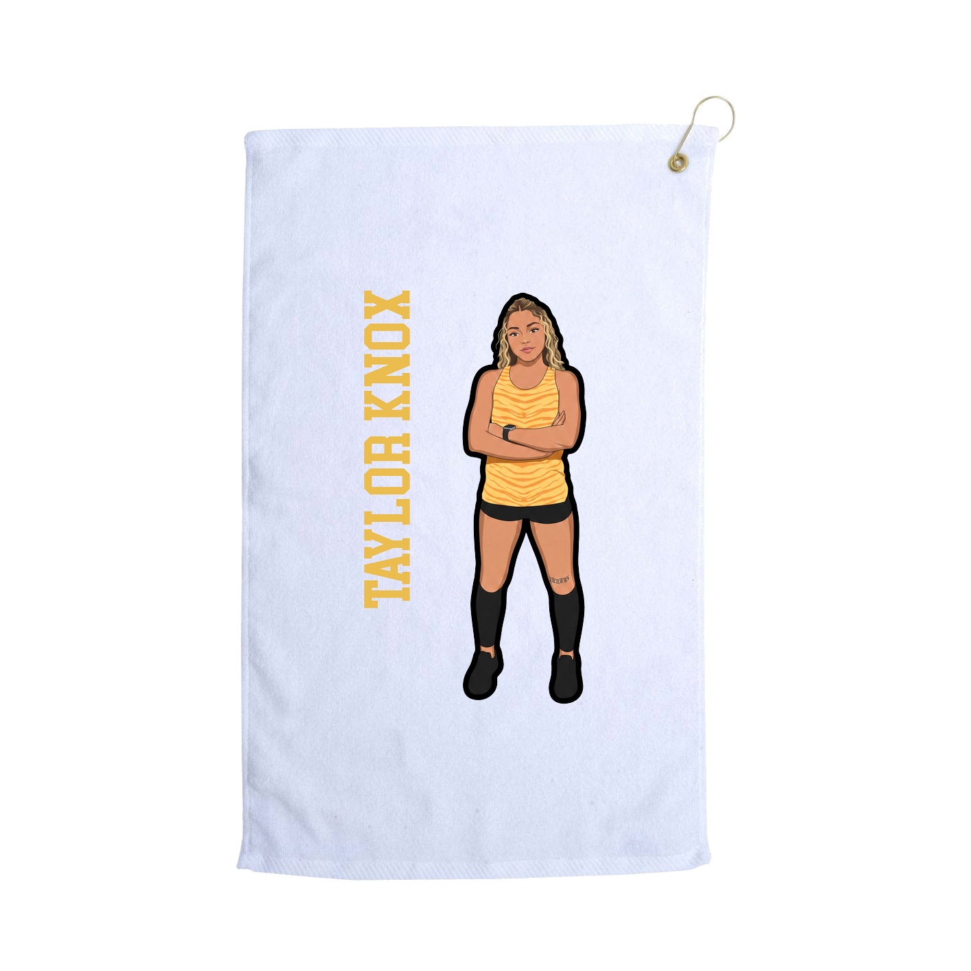 Golf Towel — Name Vertical in White