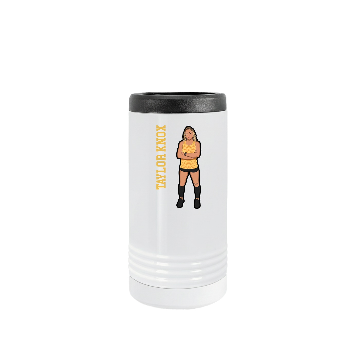 Slim Beverage Holder — Name Vertical in White