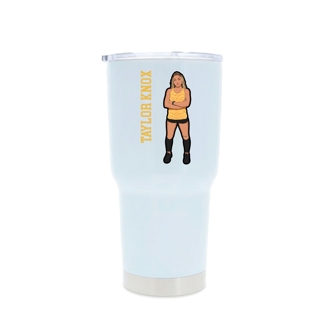 30oz Stainless Steel Tumbler — Name Vertical in White