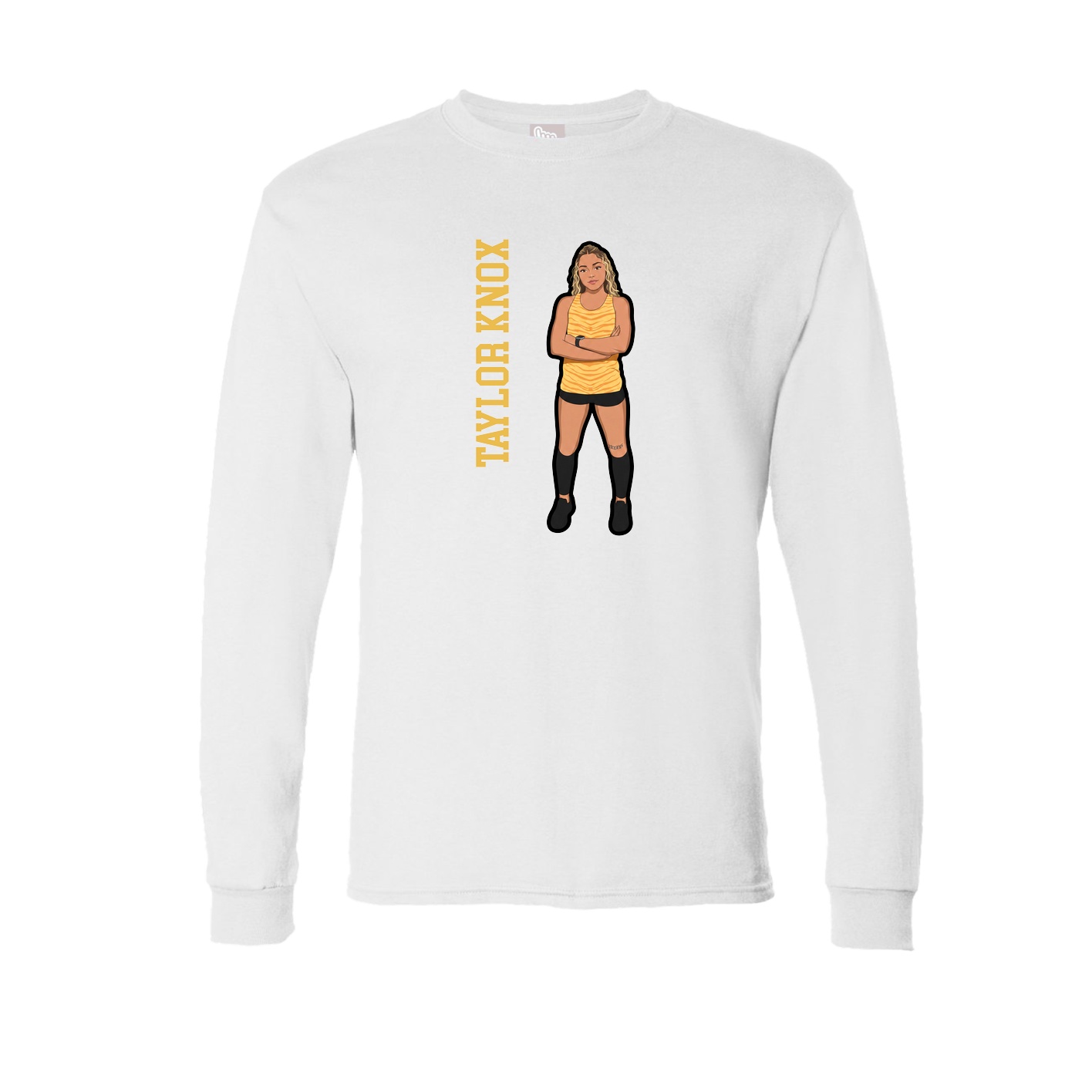 Long Sleeve Tee — Name Vertical in White