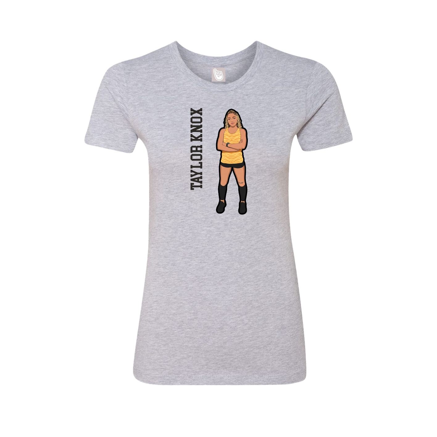 Fitted Women's Tee — Name Vertical in Grey