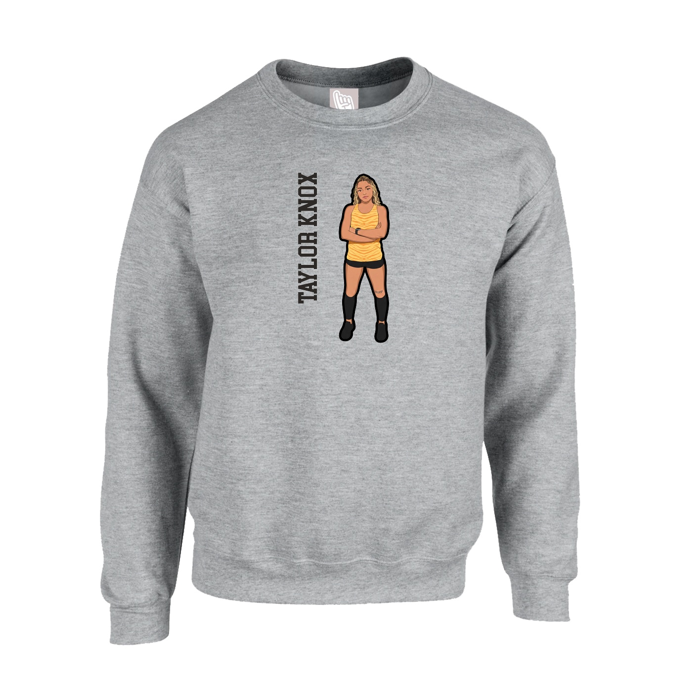 Fleece Crew — Name Vertical in Grey