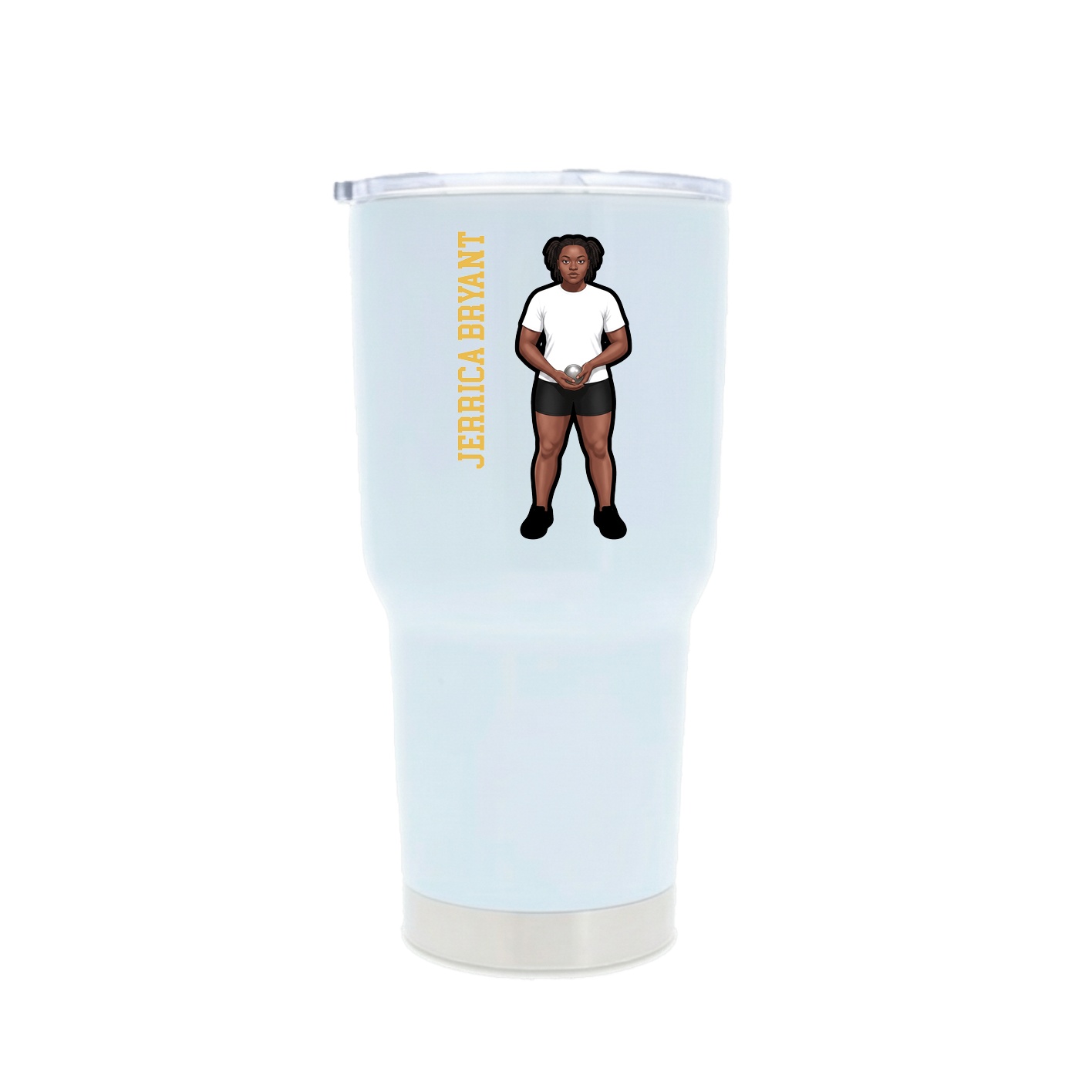 30oz Stainless Steel Tumbler — Name Vertical in White