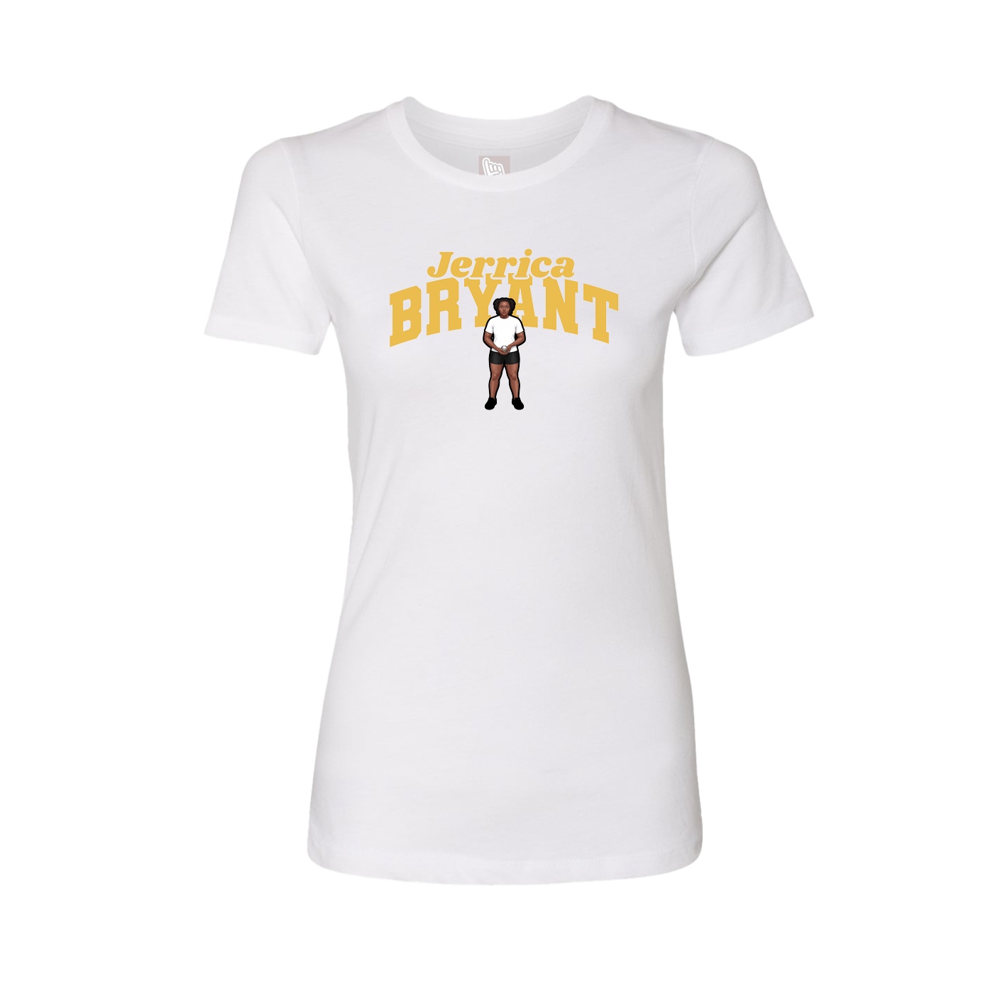 Fitted Women's Tee — Signature Arch in White