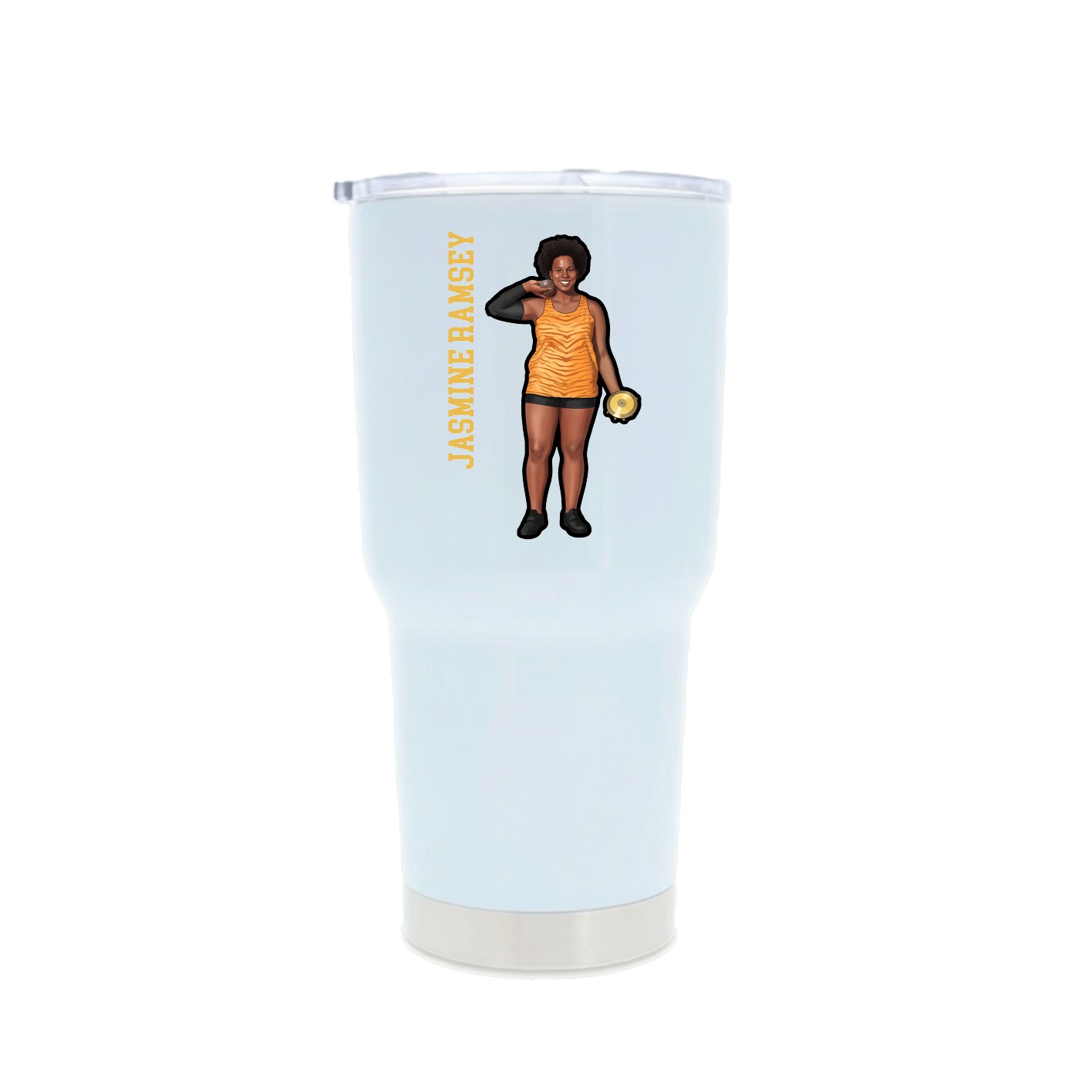 30oz Stainless Steel Tumbler — Name Vertical in White