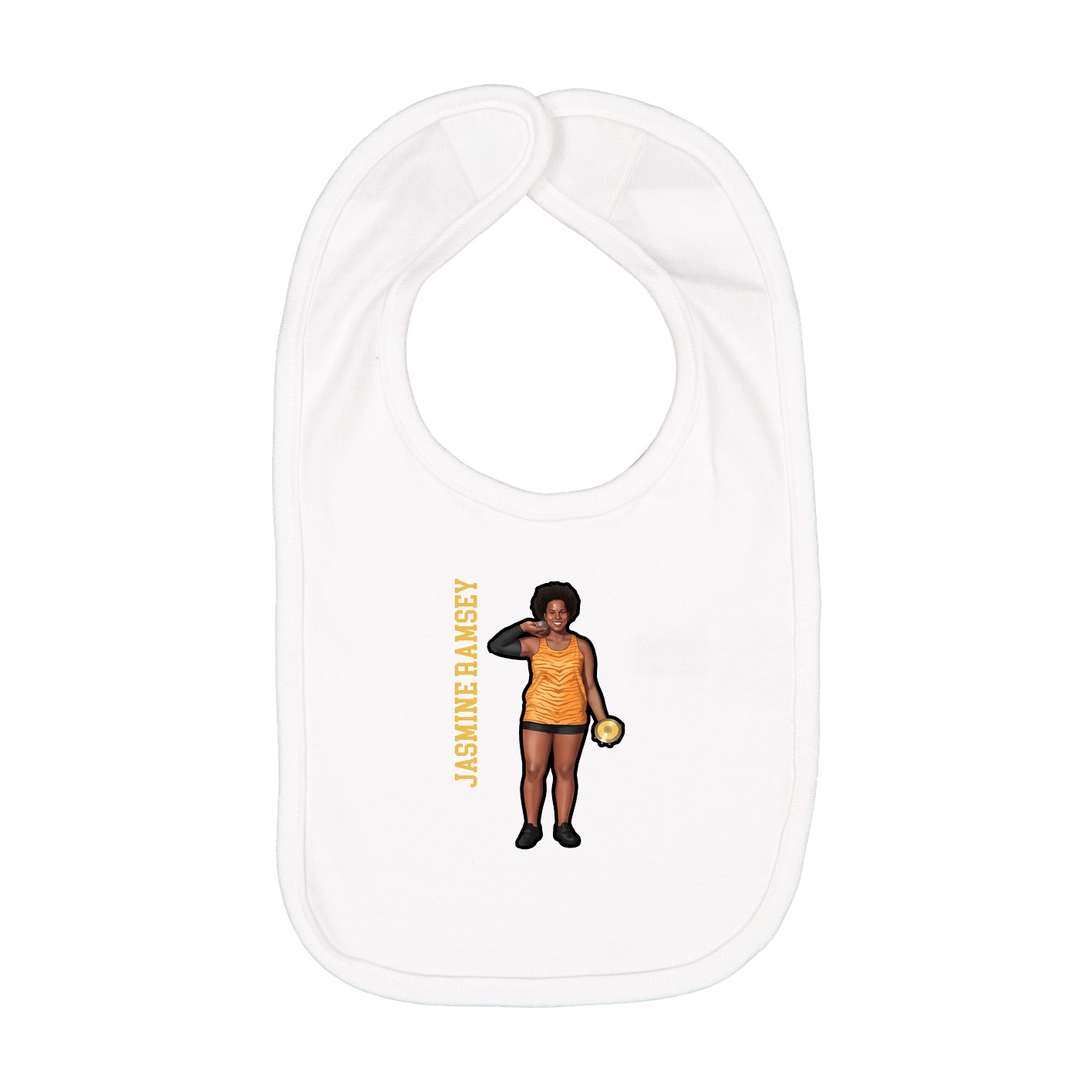 Infant Bib — Name Vertical in White