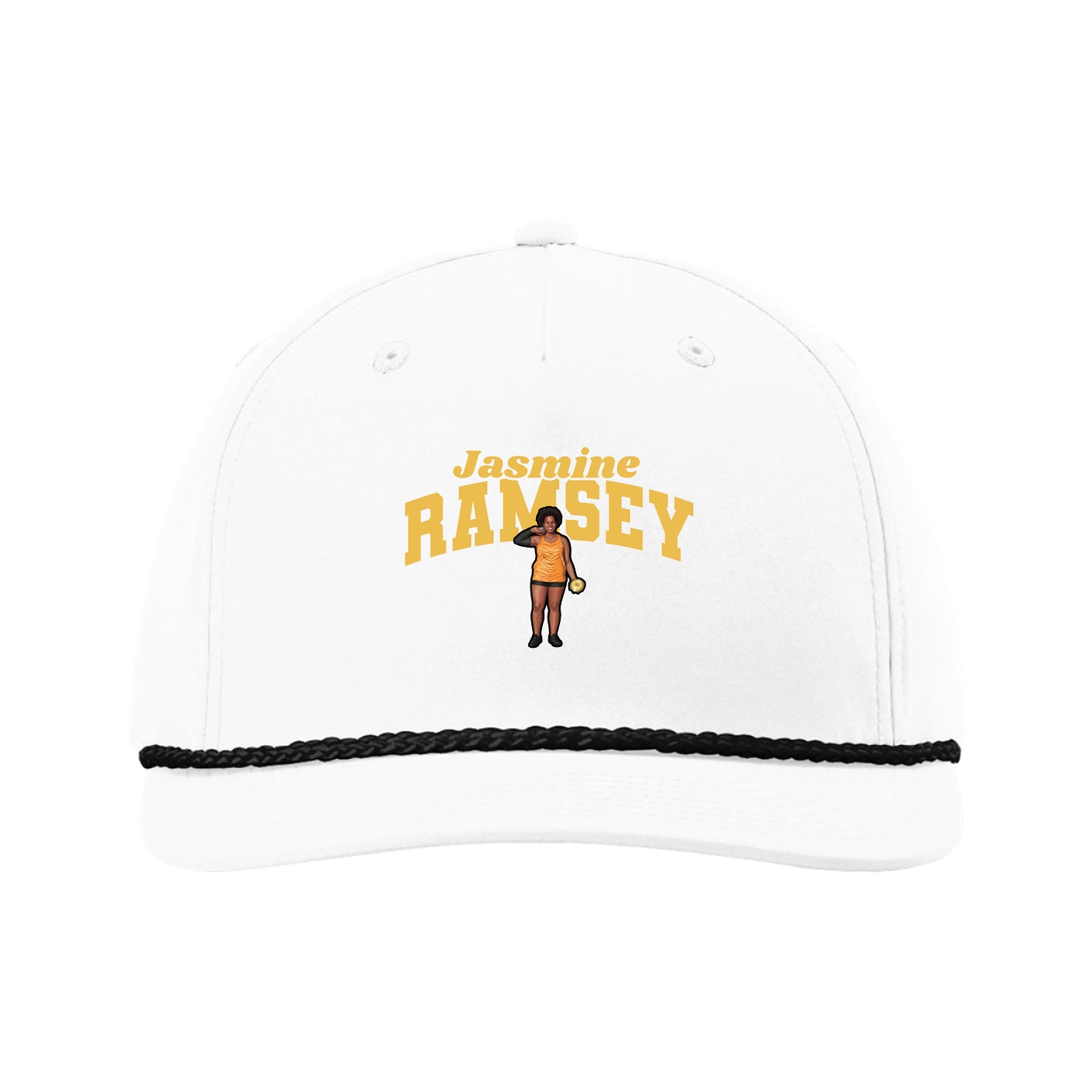 Five-Panel Classic Rope Cap — Signature Arch in White