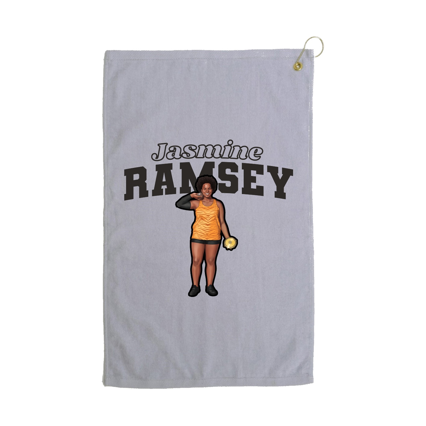 Golf Towel — Name Arch in Grey
