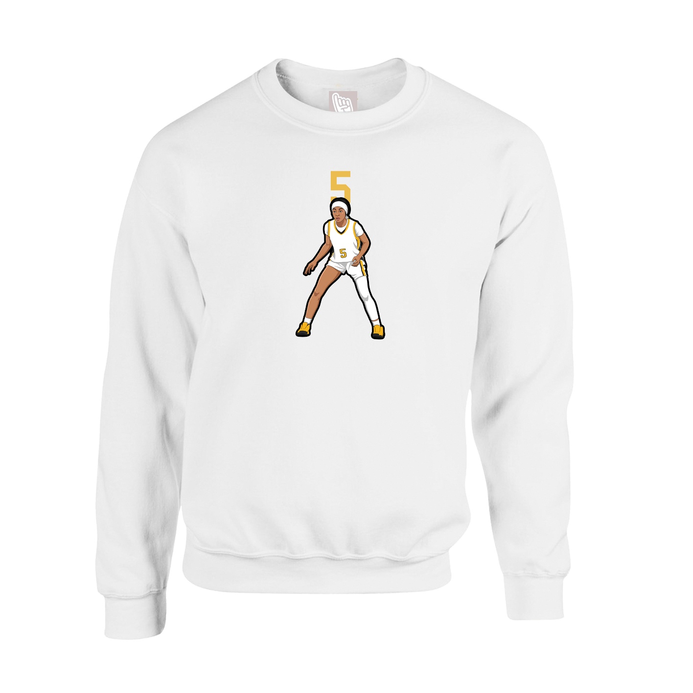 Fleece Crew — Number Top in White