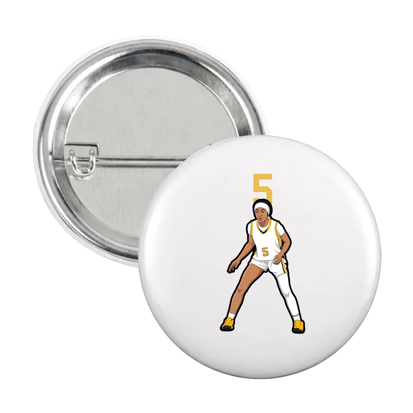 Game Day Button — Number Top in White