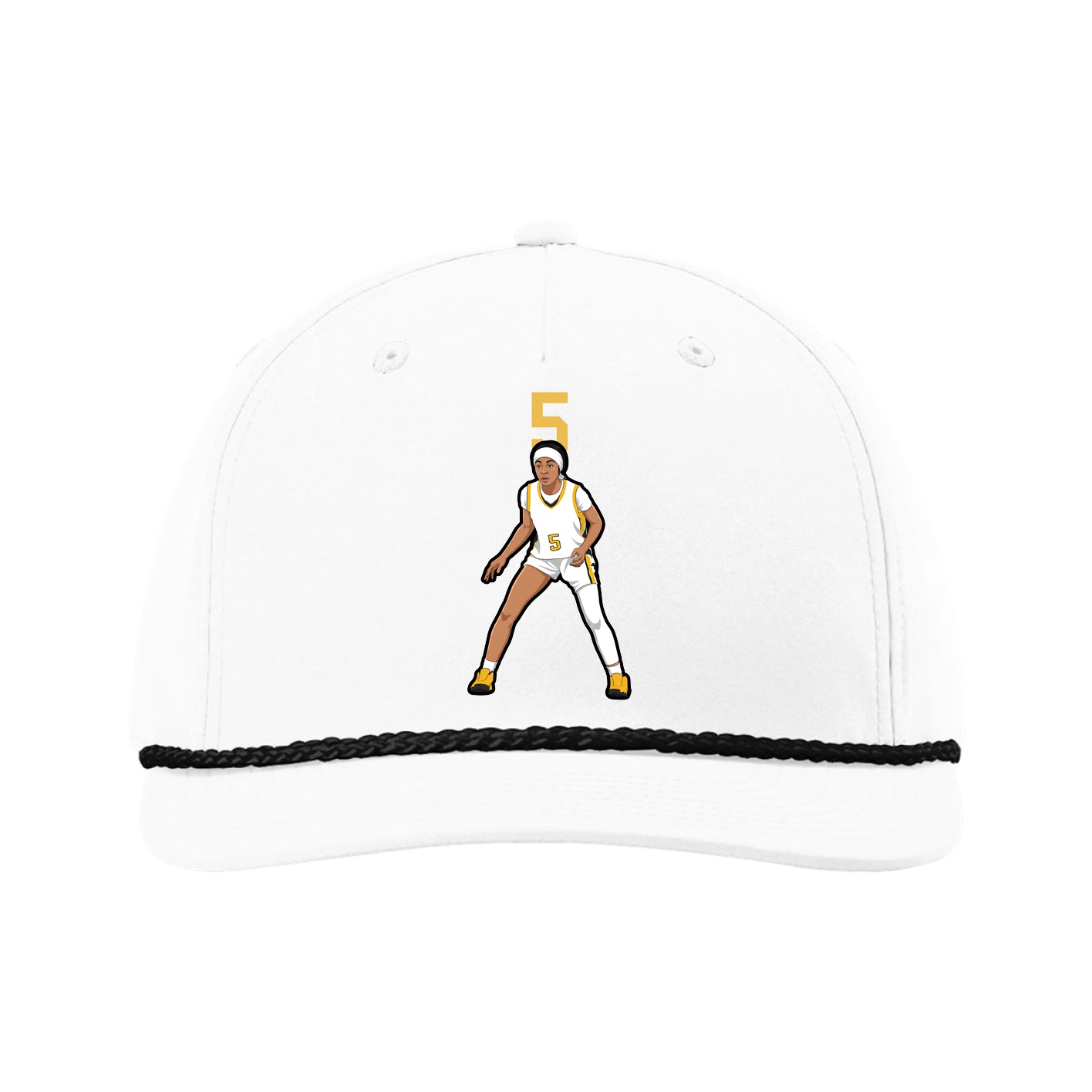 Five-Panel Classic Rope Cap — Number Top in White