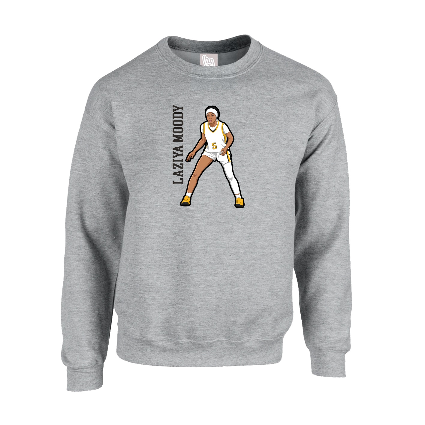 Fleece Crew — Name Vertical in Grey