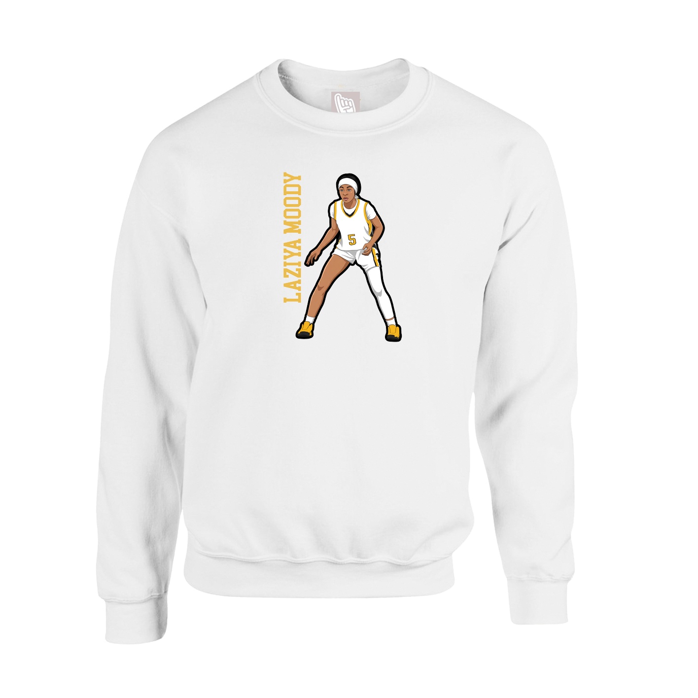 Fleece Crew — Name Vertical in White