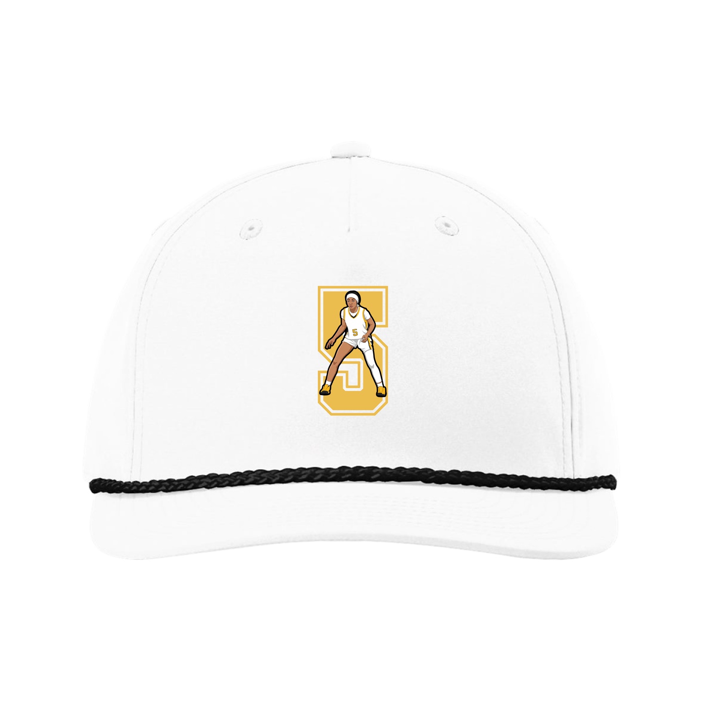 Five-Panel Classic Rope Cap — Number in White