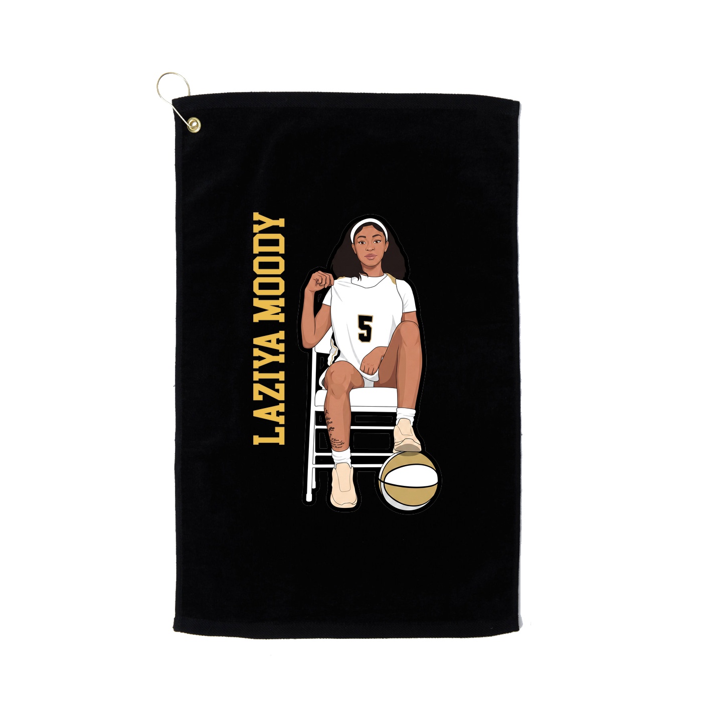Golf Towel — Name Vertical in Black