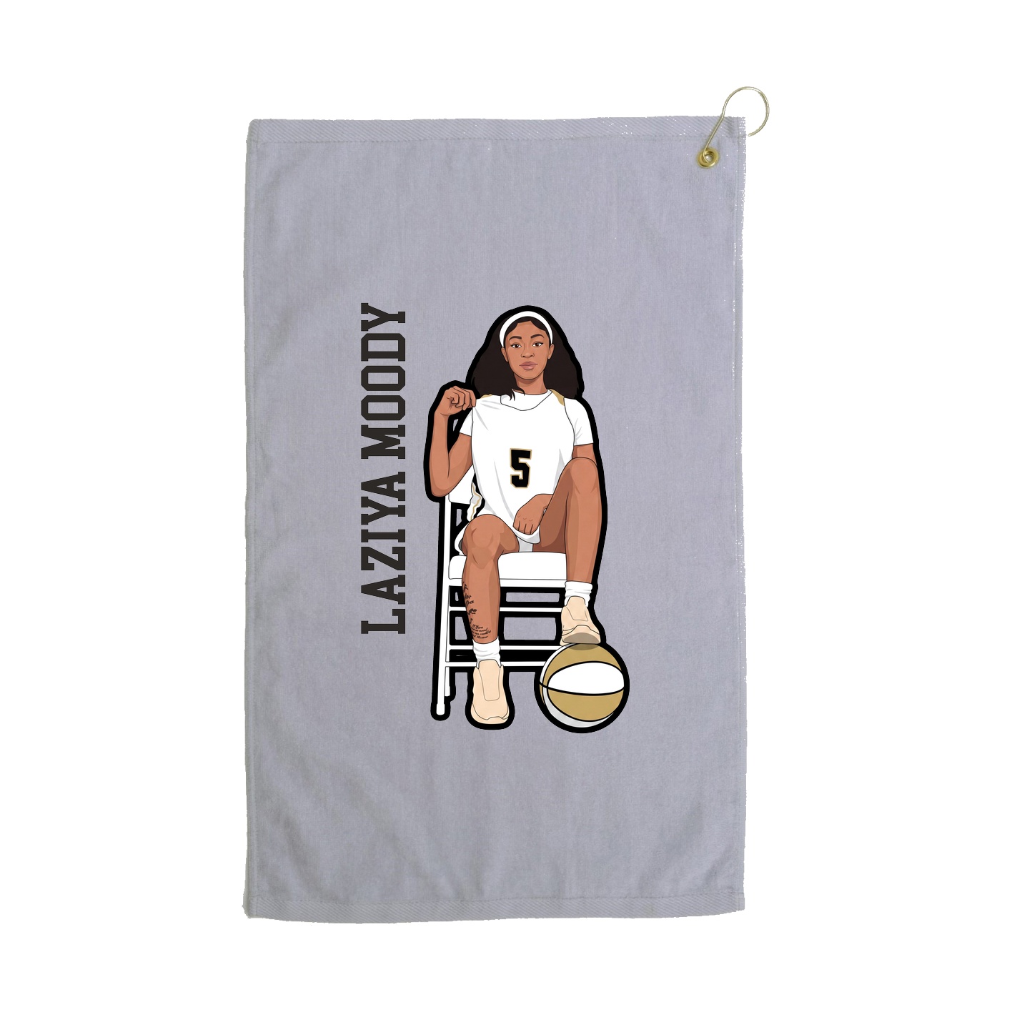 Golf Towel — Name Vertical in Grey