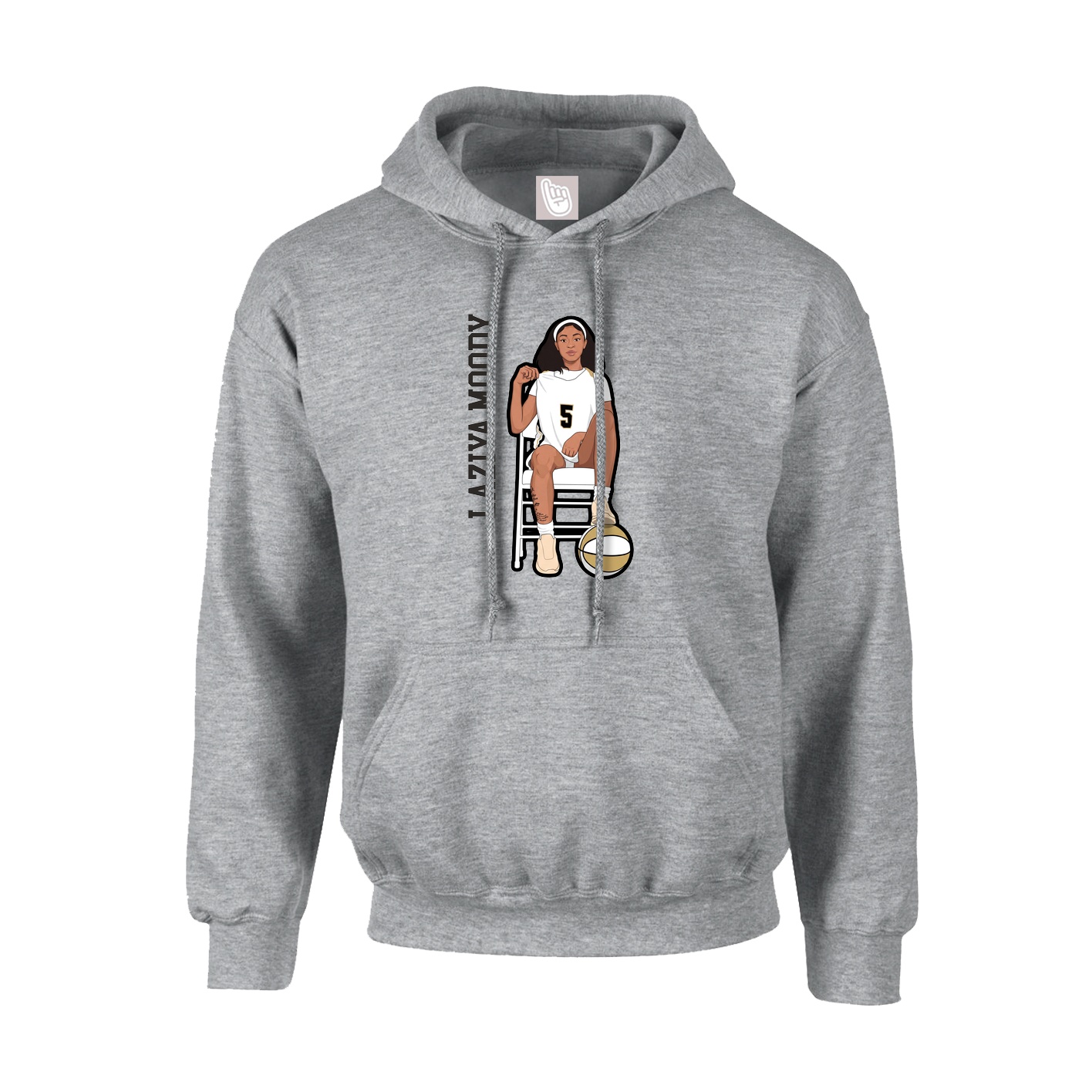 Youth Hoodie — Name Vertical in Grey