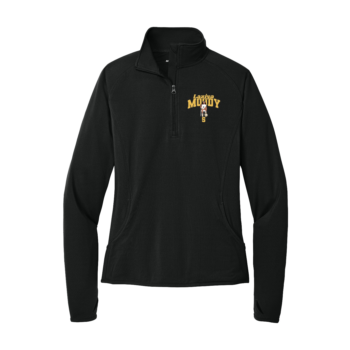 Women's Q-Zip Pullover — Signature Arch in Black