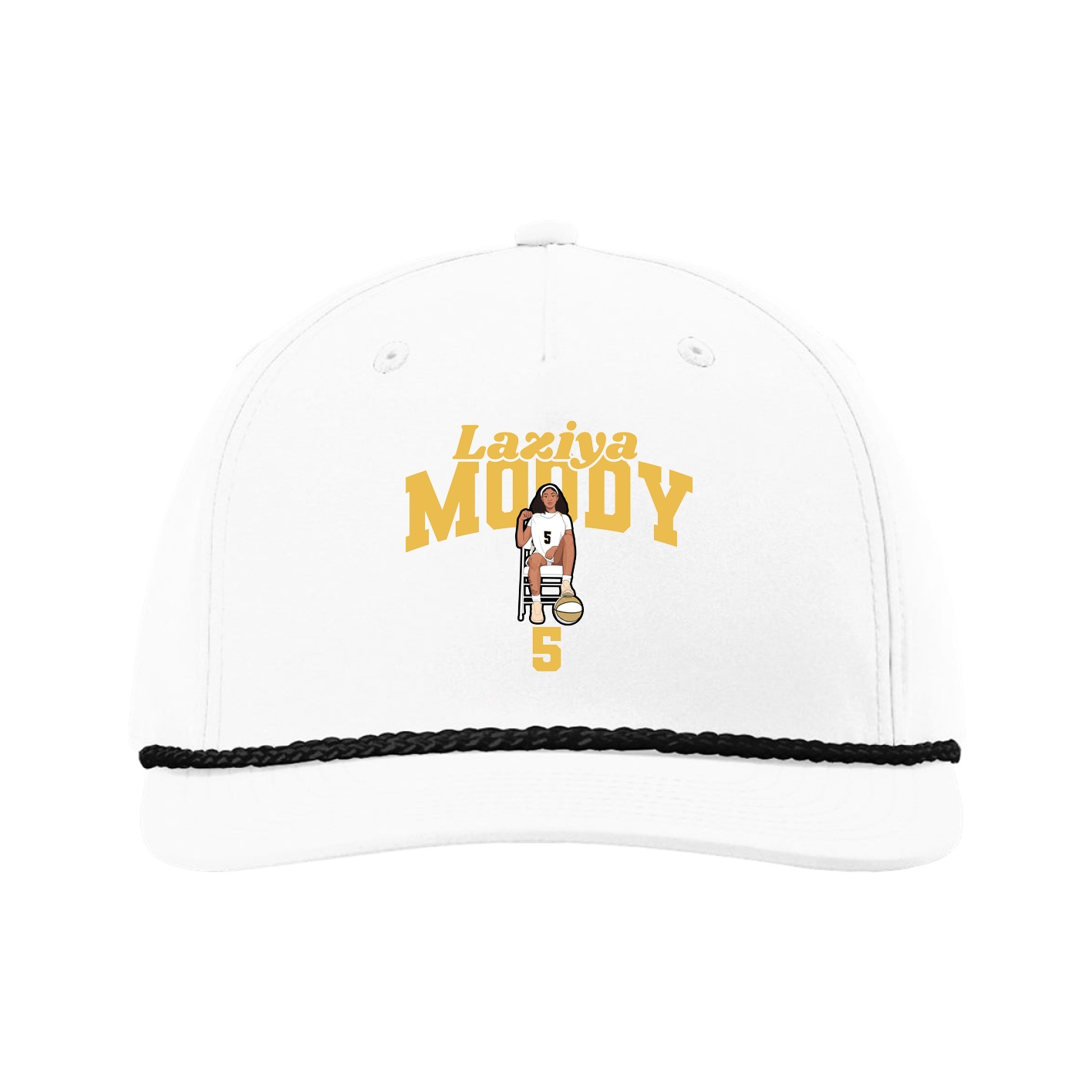 Five-Panel Classic Rope Cap — Signature Arch in White