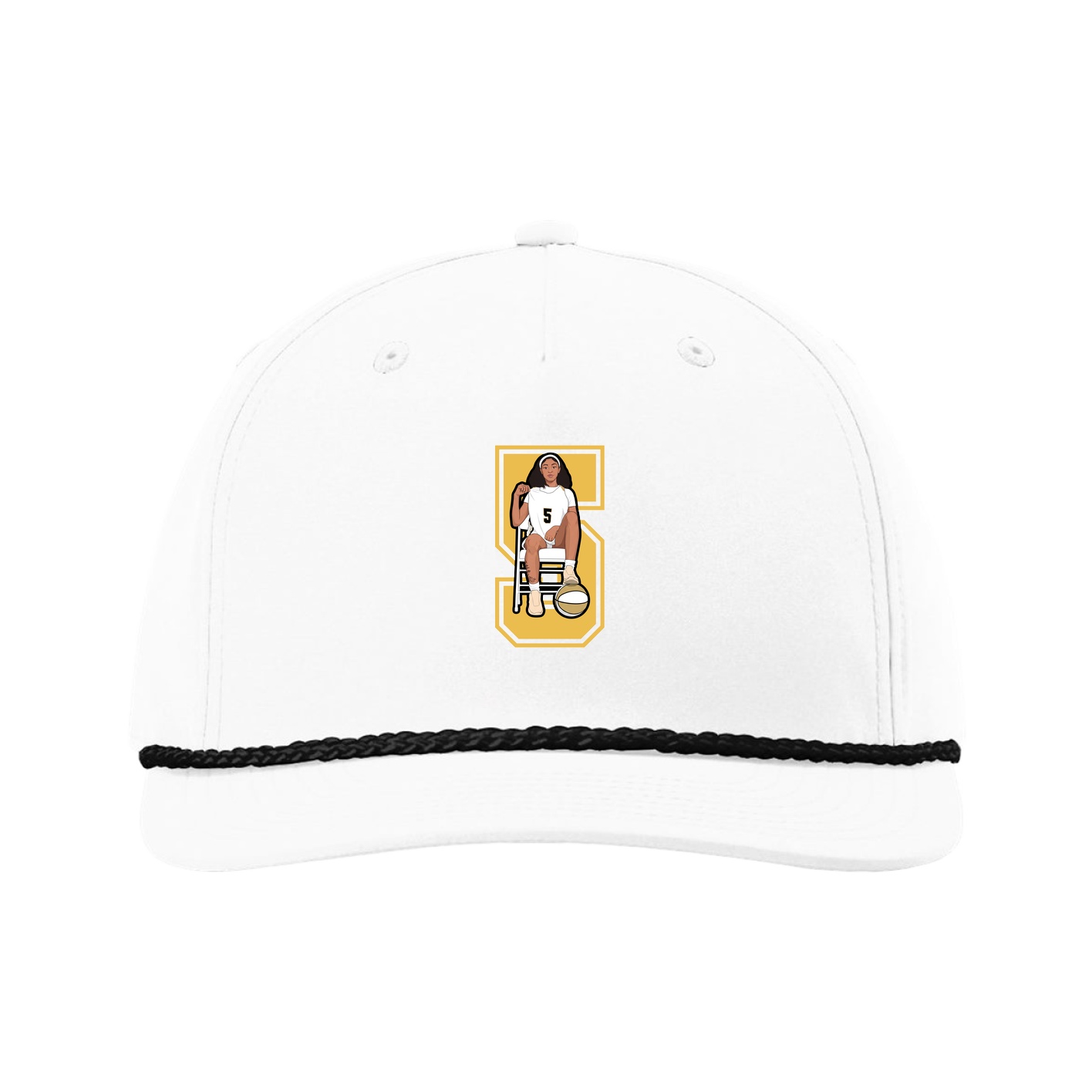 Five-Panel Classic Rope Cap — Number in White