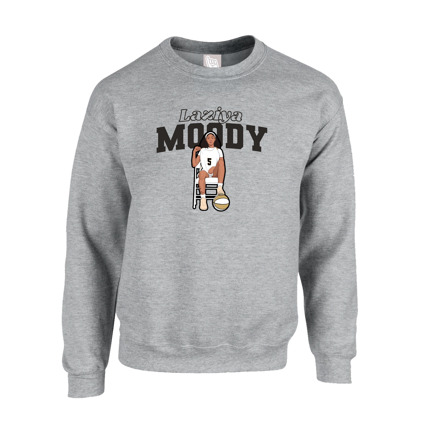 Fleece Crew — Name Arch in Grey
