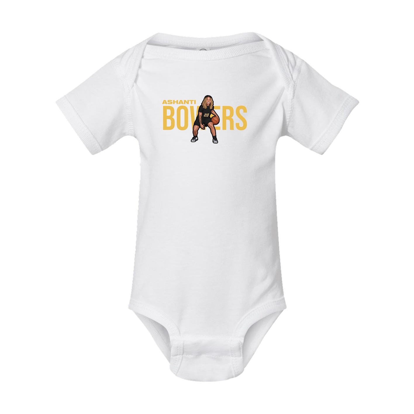 Baby Onesie — Player Name in White