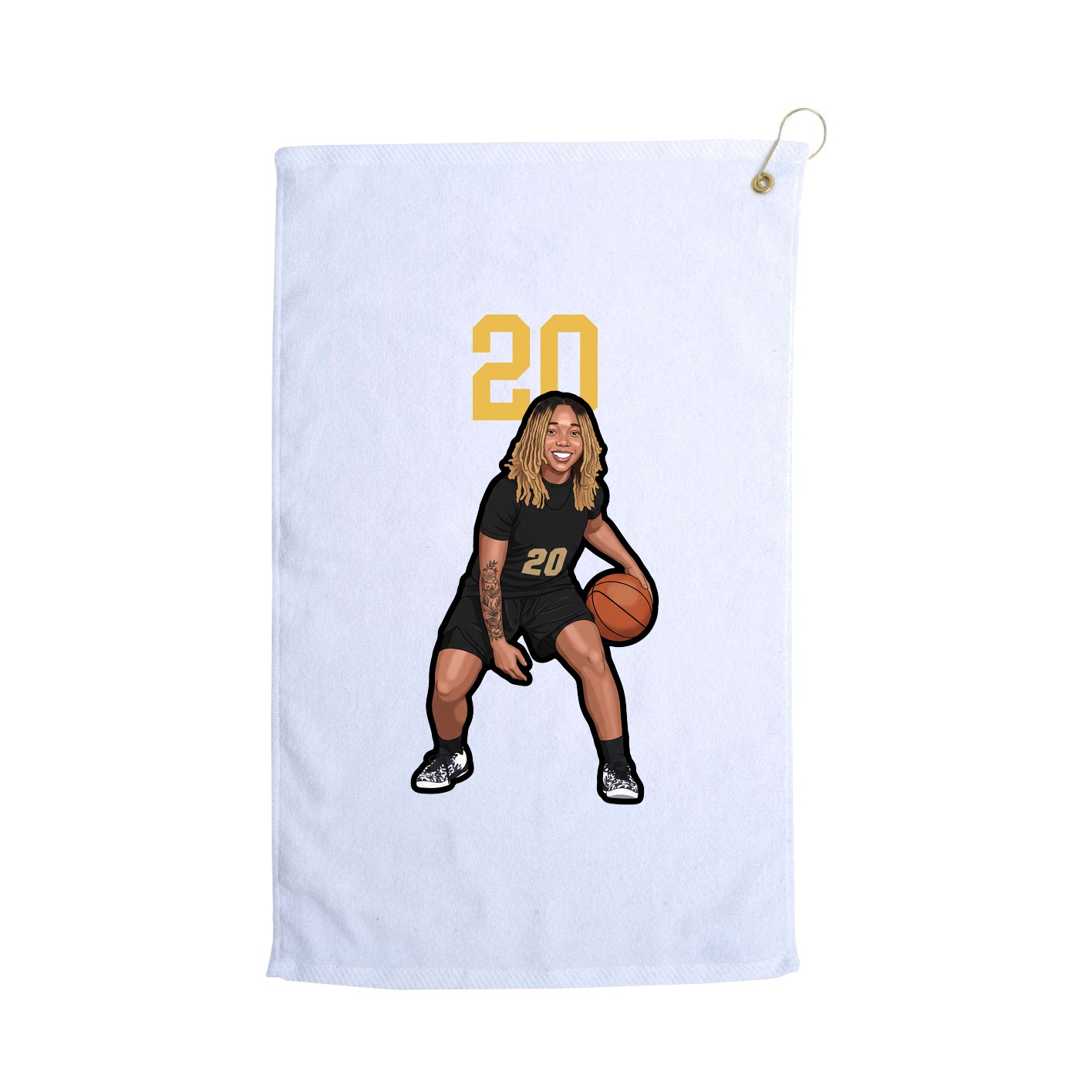 Golf Towel — Number Top in White