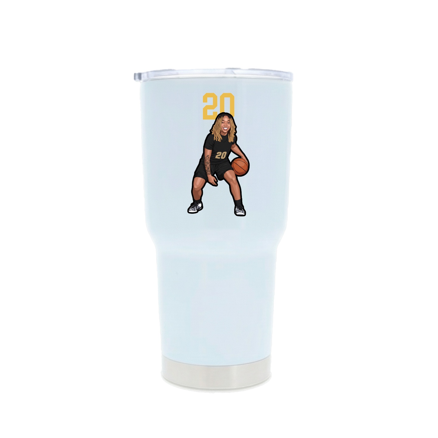 30oz Stainless Steel Tumbler — Number Top in White