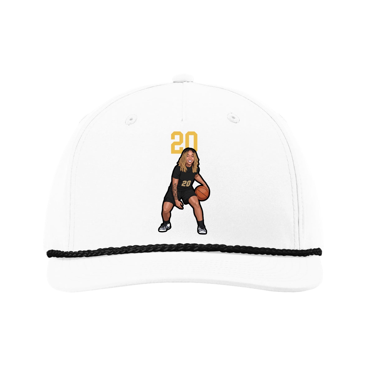 Five-Panel Classic Rope Cap — Number Top in White