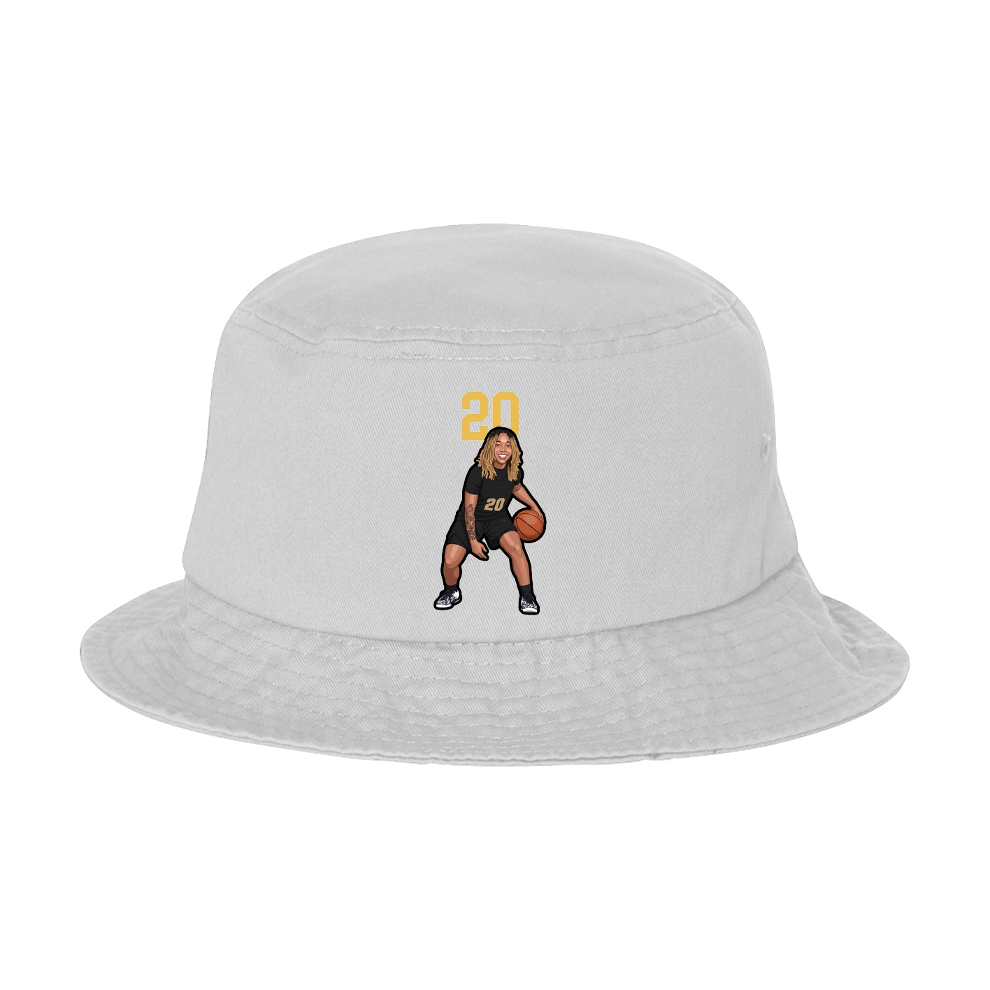 Bucket Cap — Number Top in White