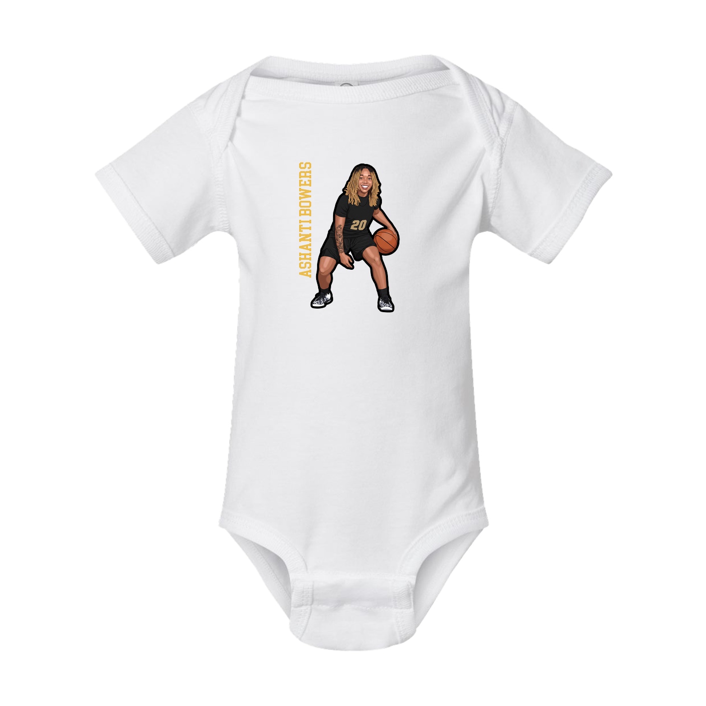 Baby Onesie — Name Vertical in White