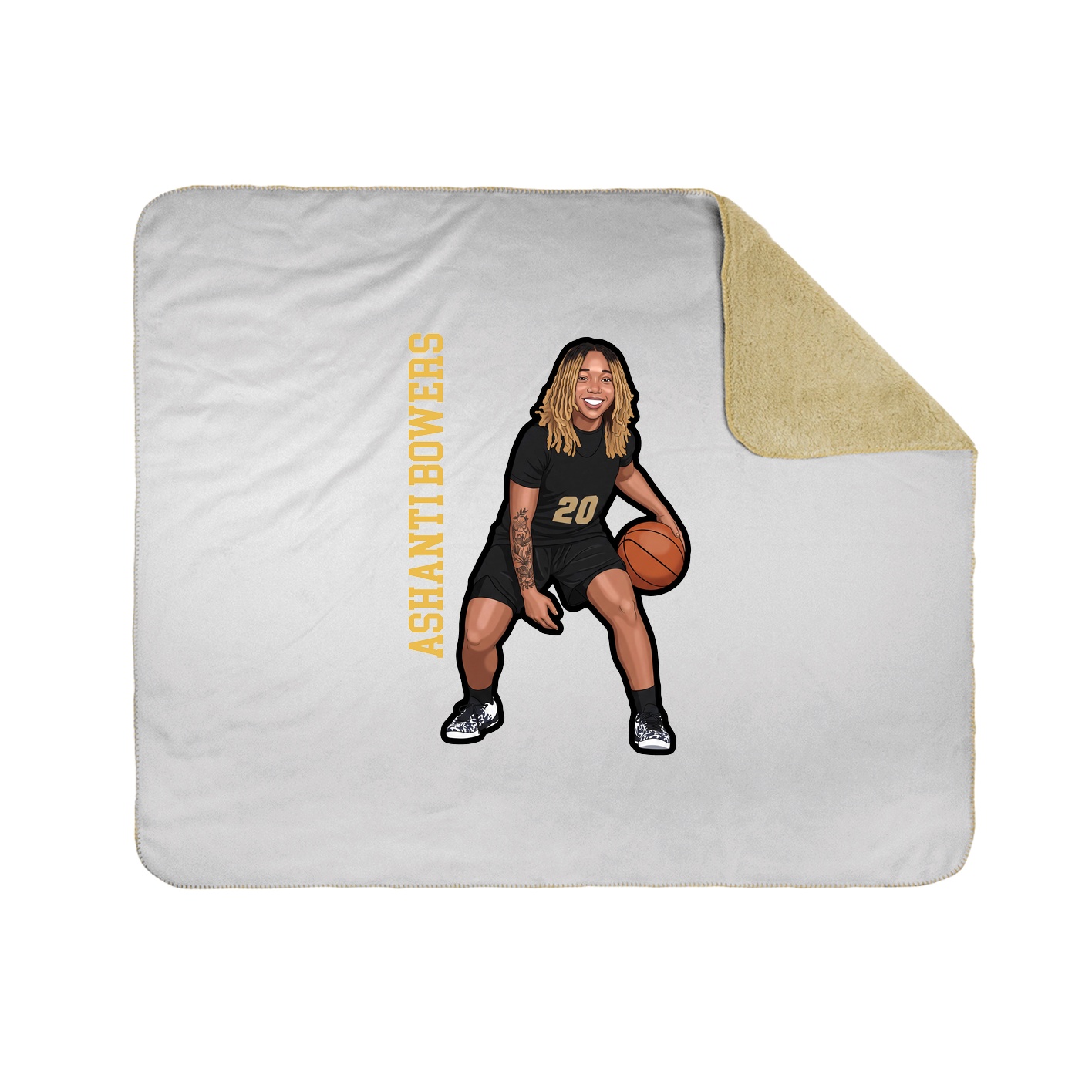 Throw Blanket — Name Vertical in White