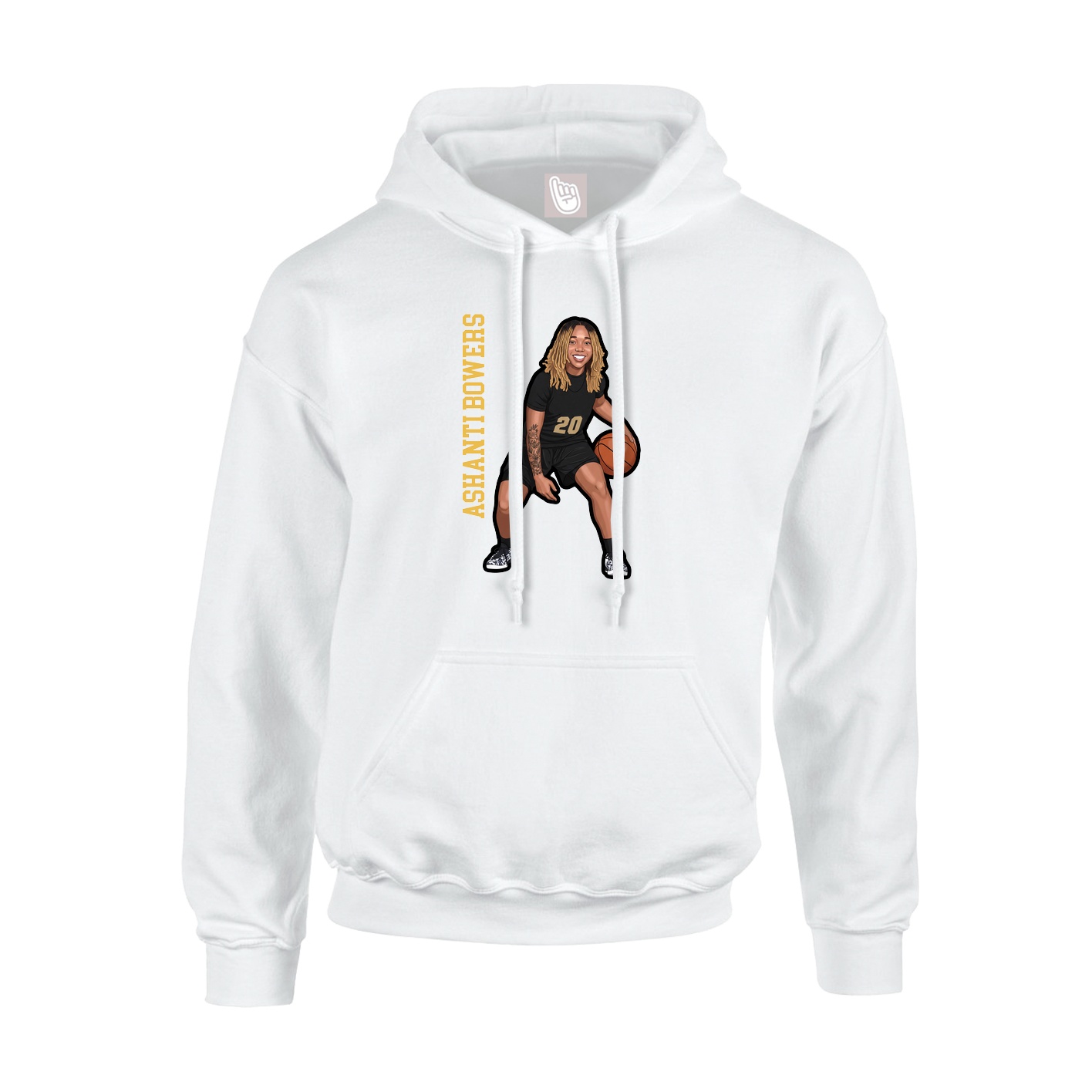 Hoodie — Name Vertical in White