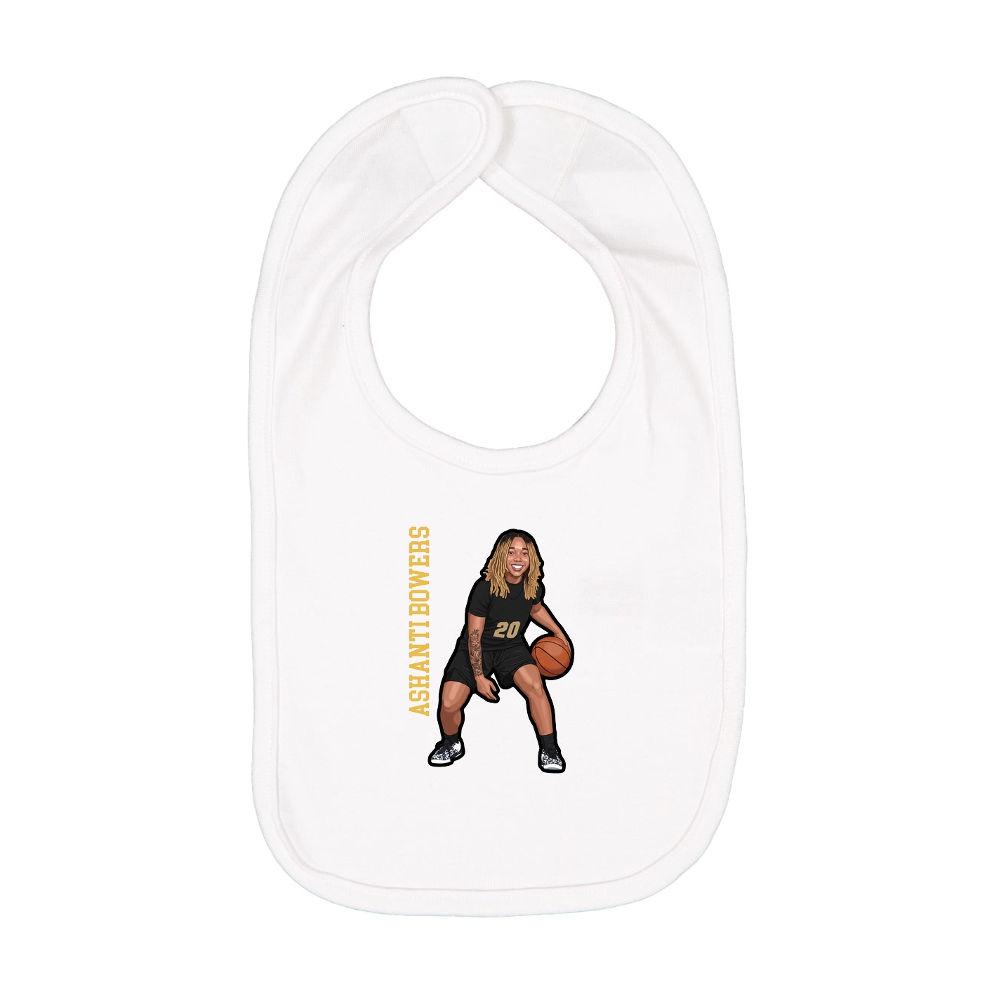 Infant Bib — Name Vertical in White