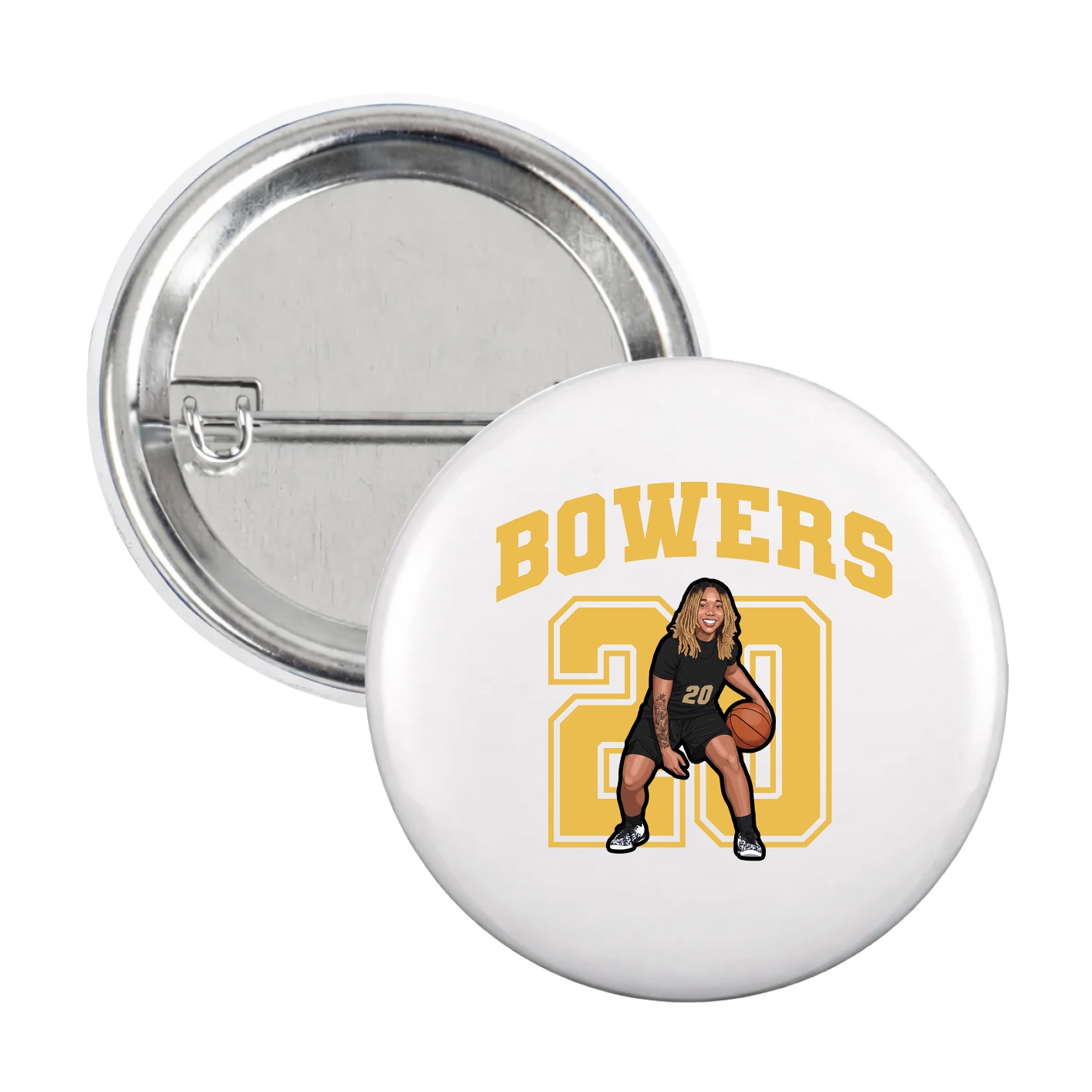 Game Day Button — Number in White