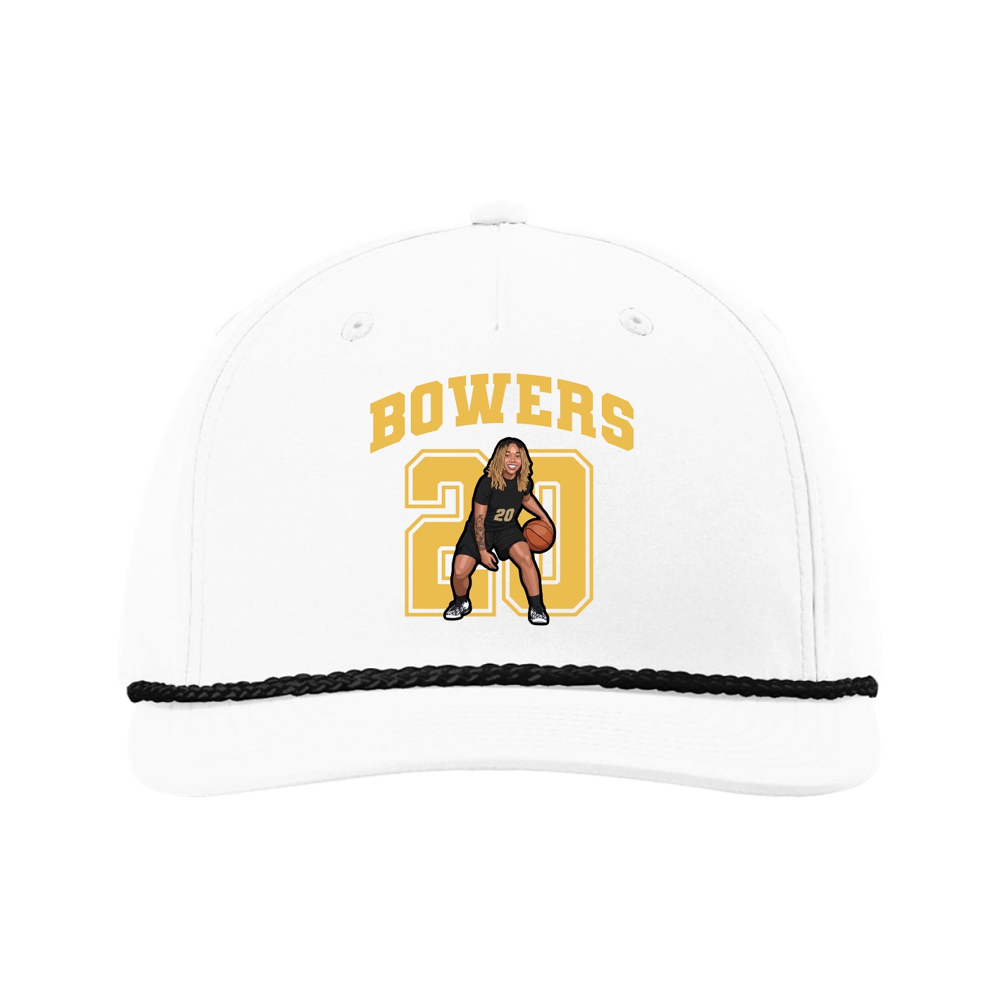 Five-Panel Classic Rope Cap — Number in White