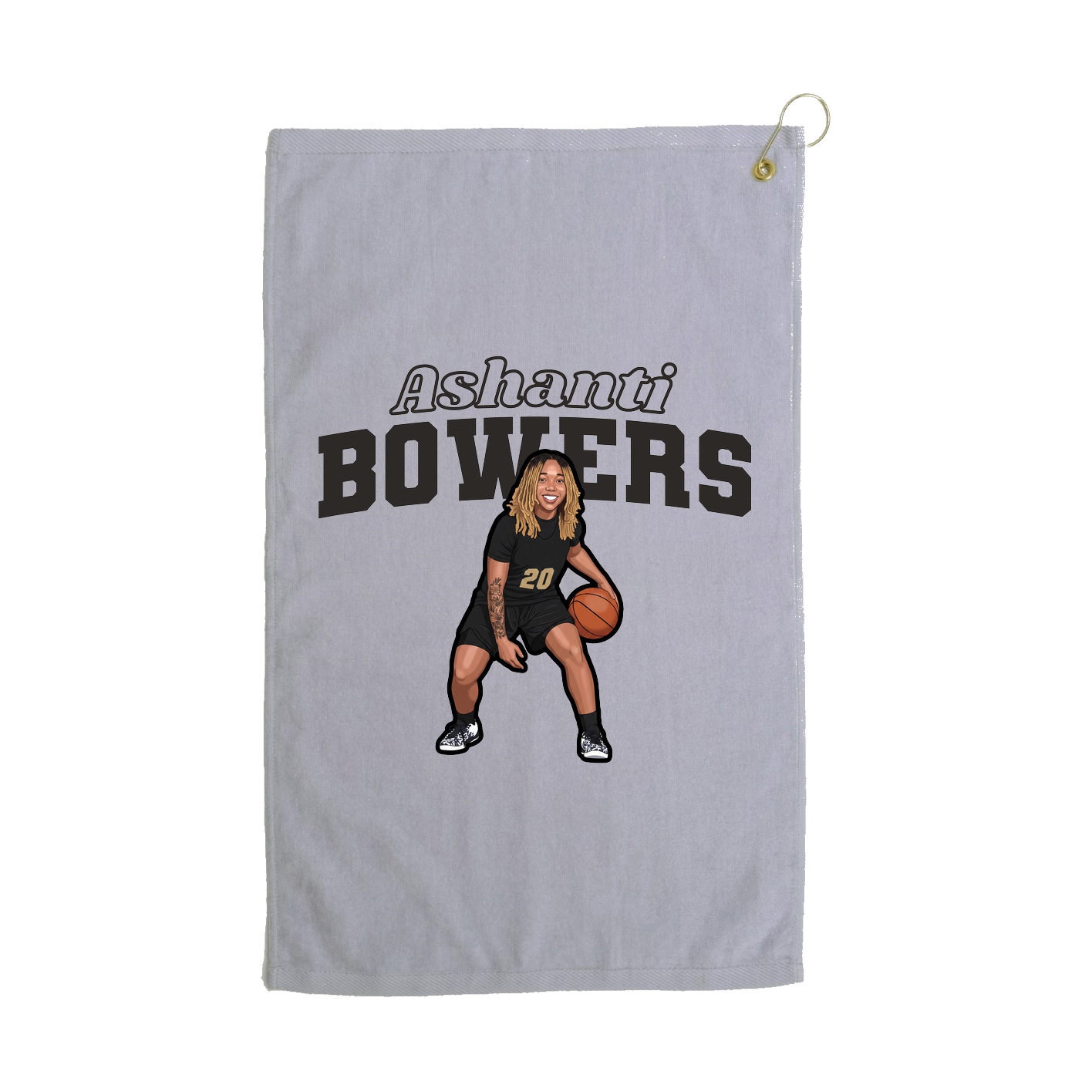 Golf Towel — Name Arch in Grey