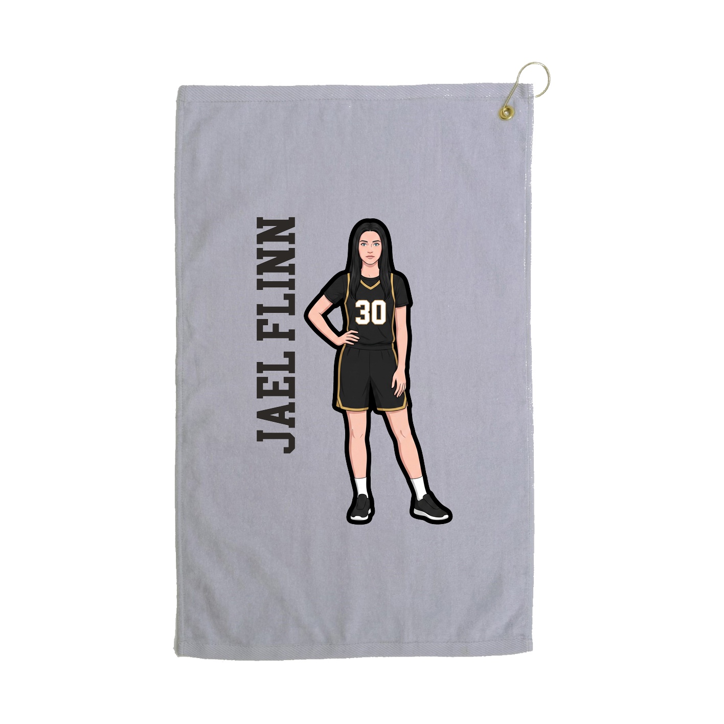 Golf Towel — Name Vertical in Grey