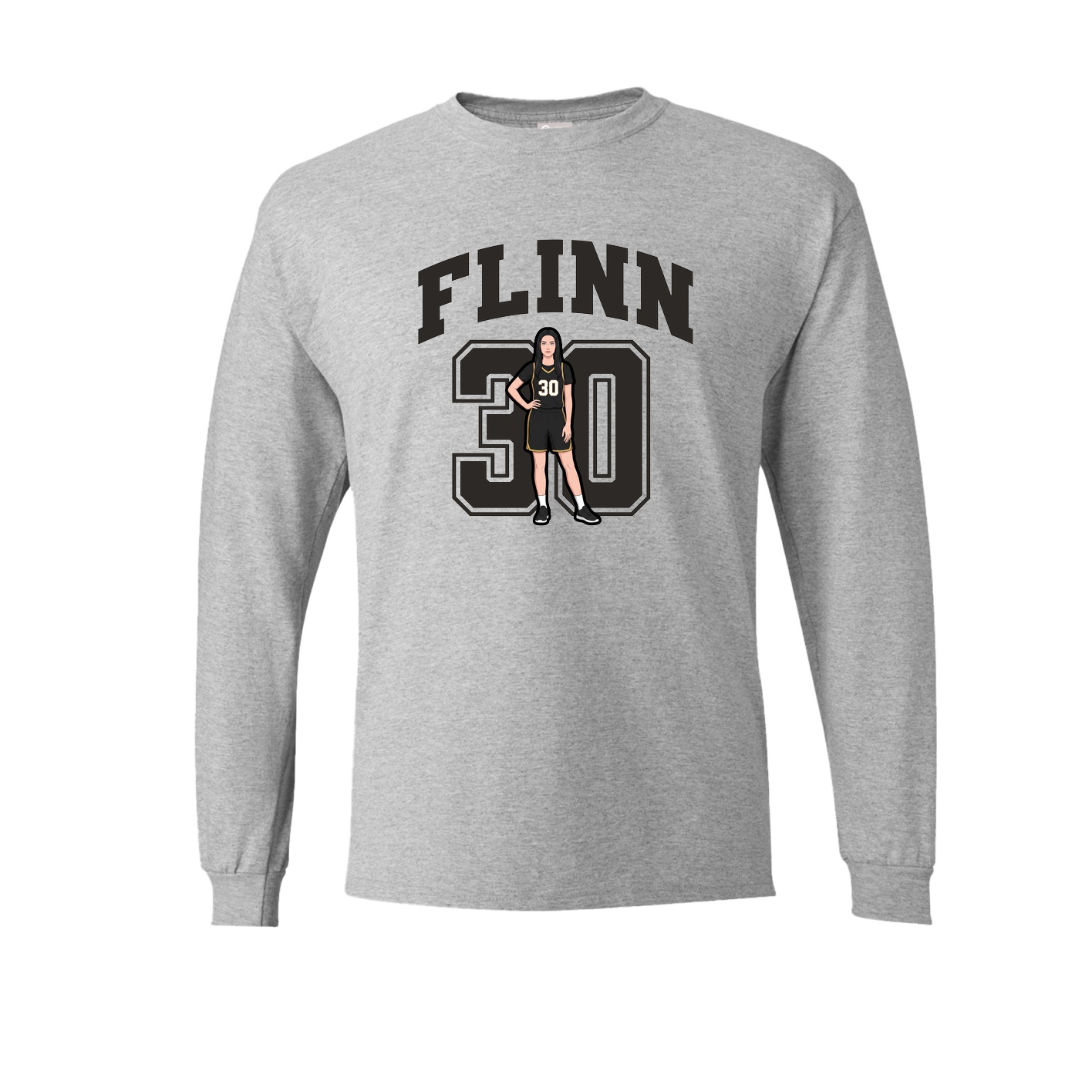 Long Sleeve Tee — Number in Grey