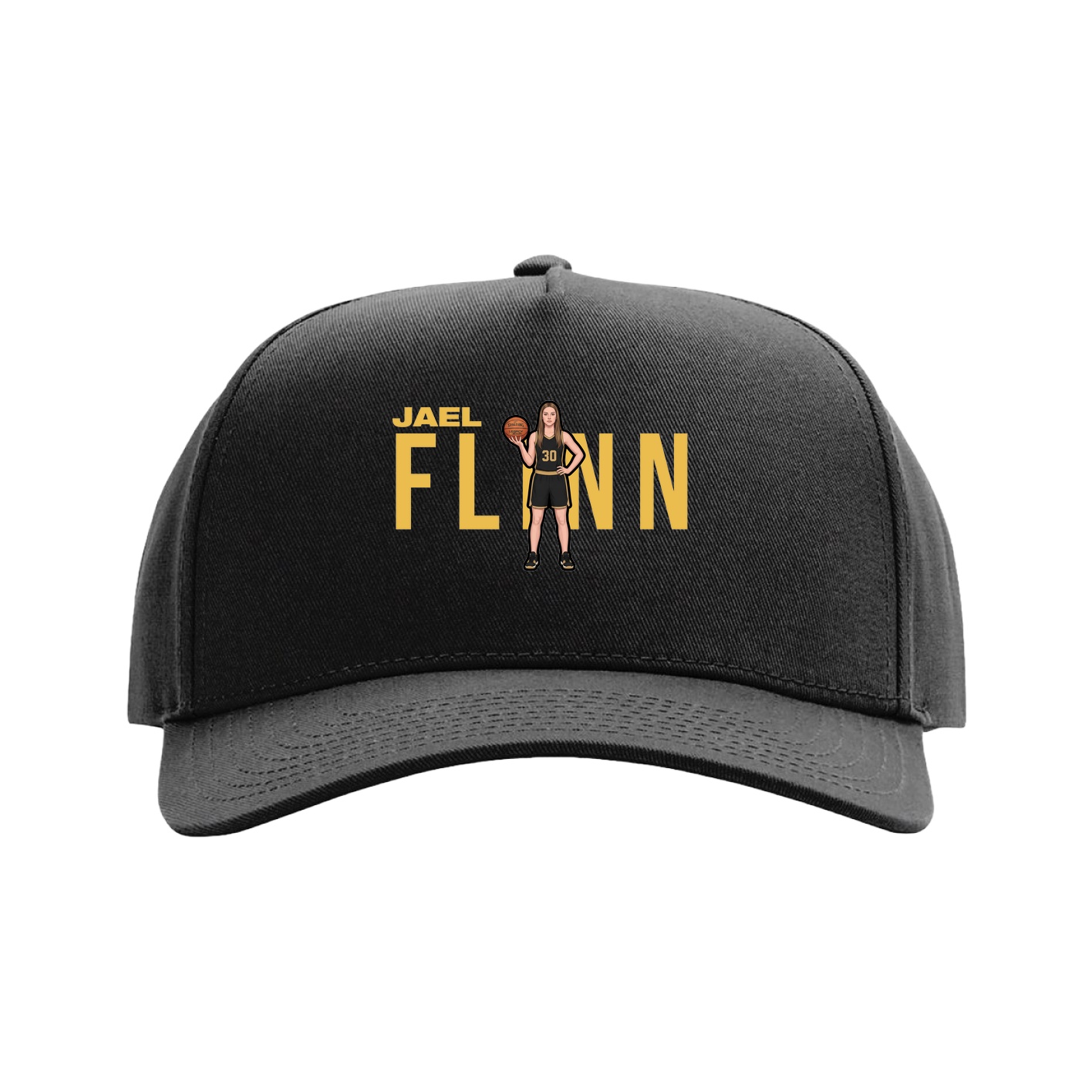 Full Fabric Five-Panel Champ Cap — Player Name in Black