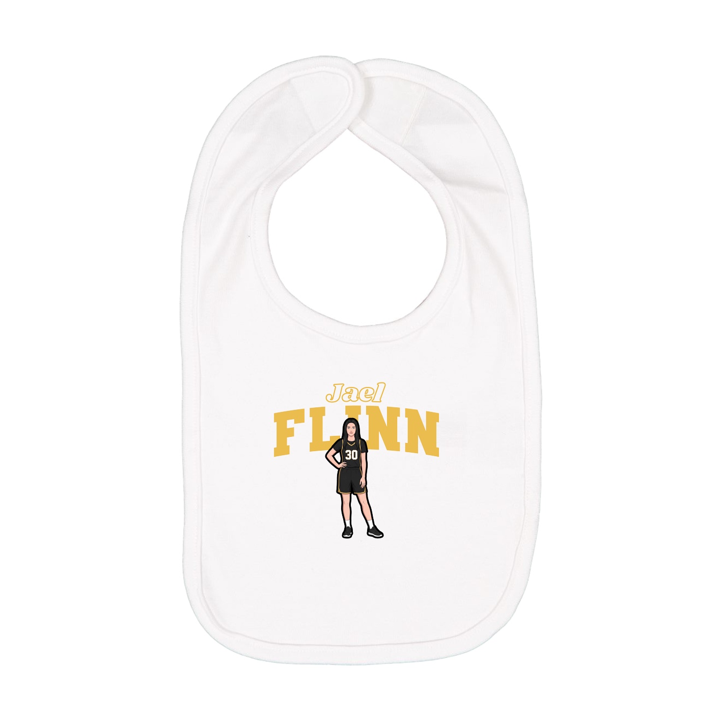 Infant Bib — Name Arch in White