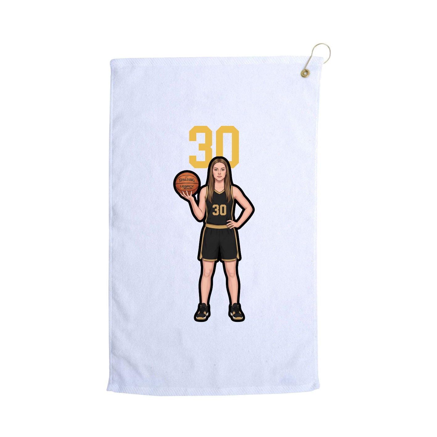 Golf Towel — Number Top in White